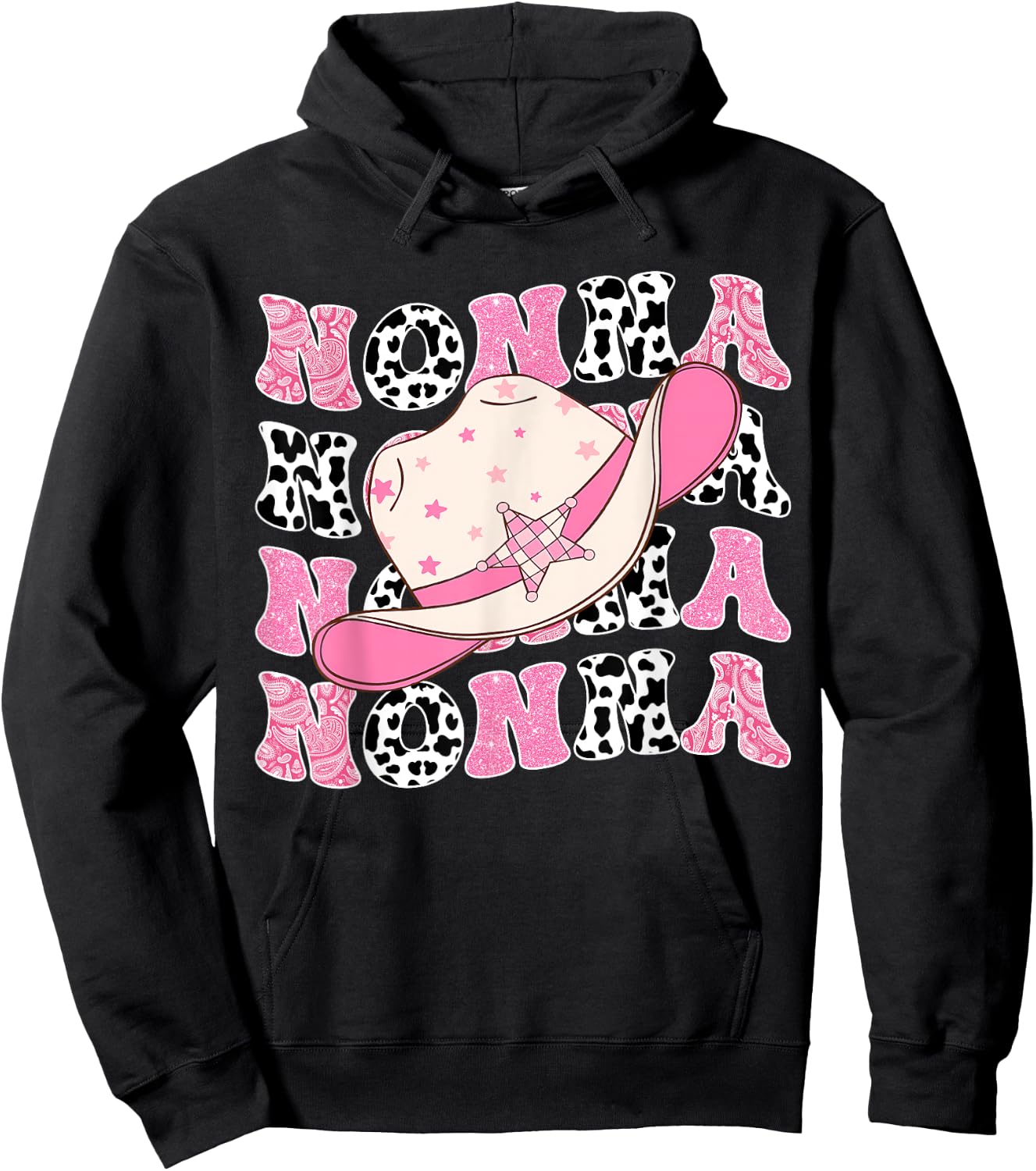 Nonna Pink Rodeo CowGirl Western Retro Groovy Hoodie - Hoodie | Black