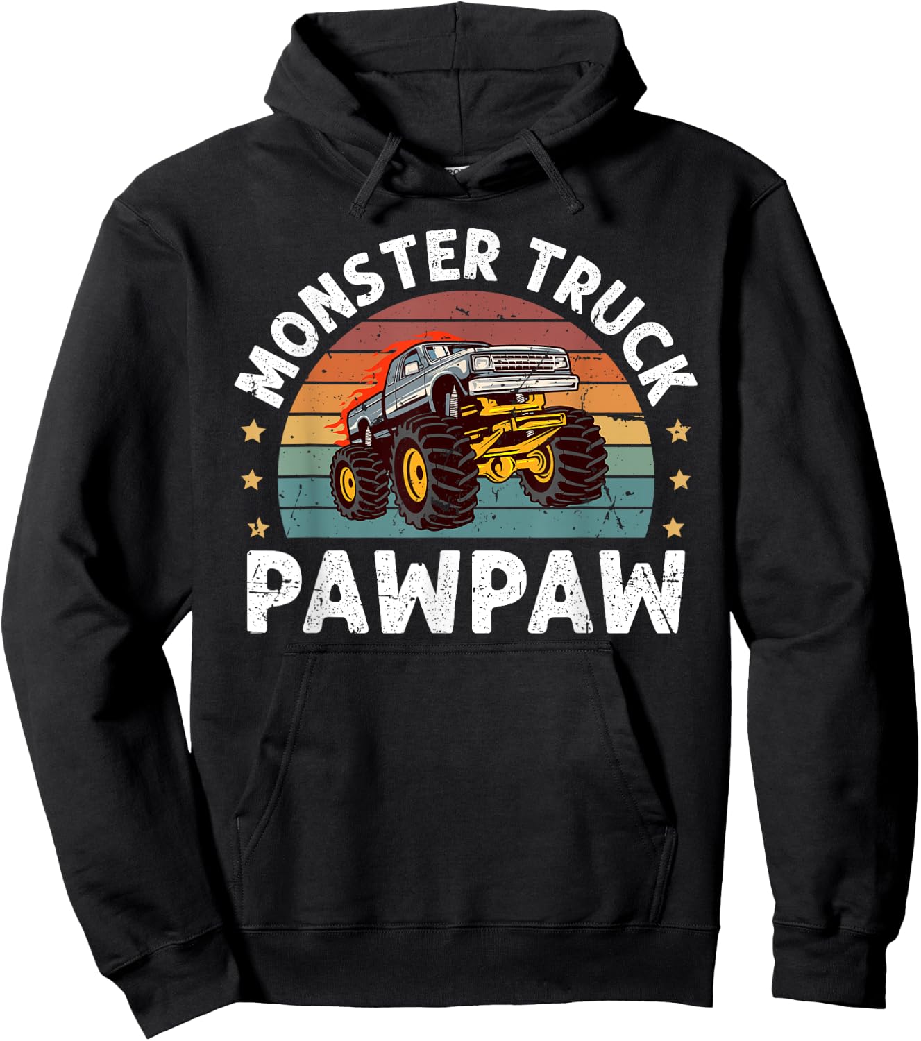 Monster Truck Pawpaw Retro Monster Truck Pawpaw Grandpa Hoodie - Hoodie | Black