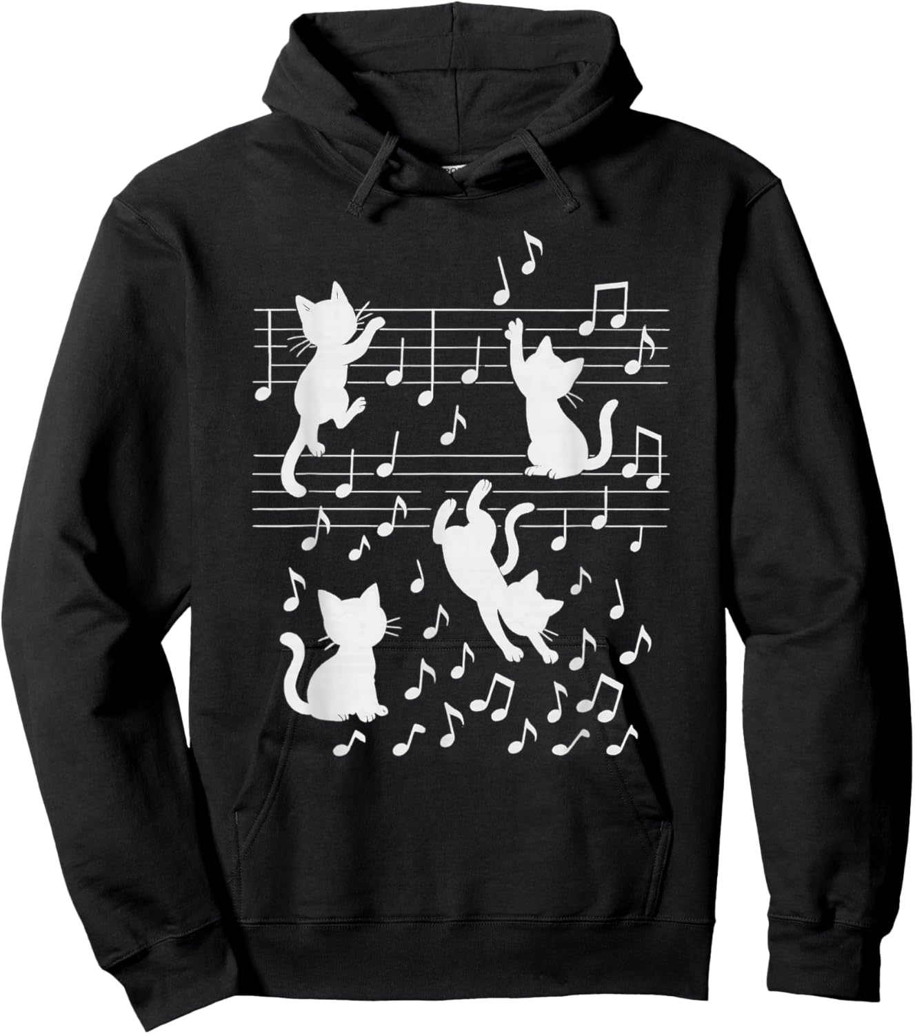 Cute Cat Clef Art Musical Note Music Hoodie - Hoodie | Black