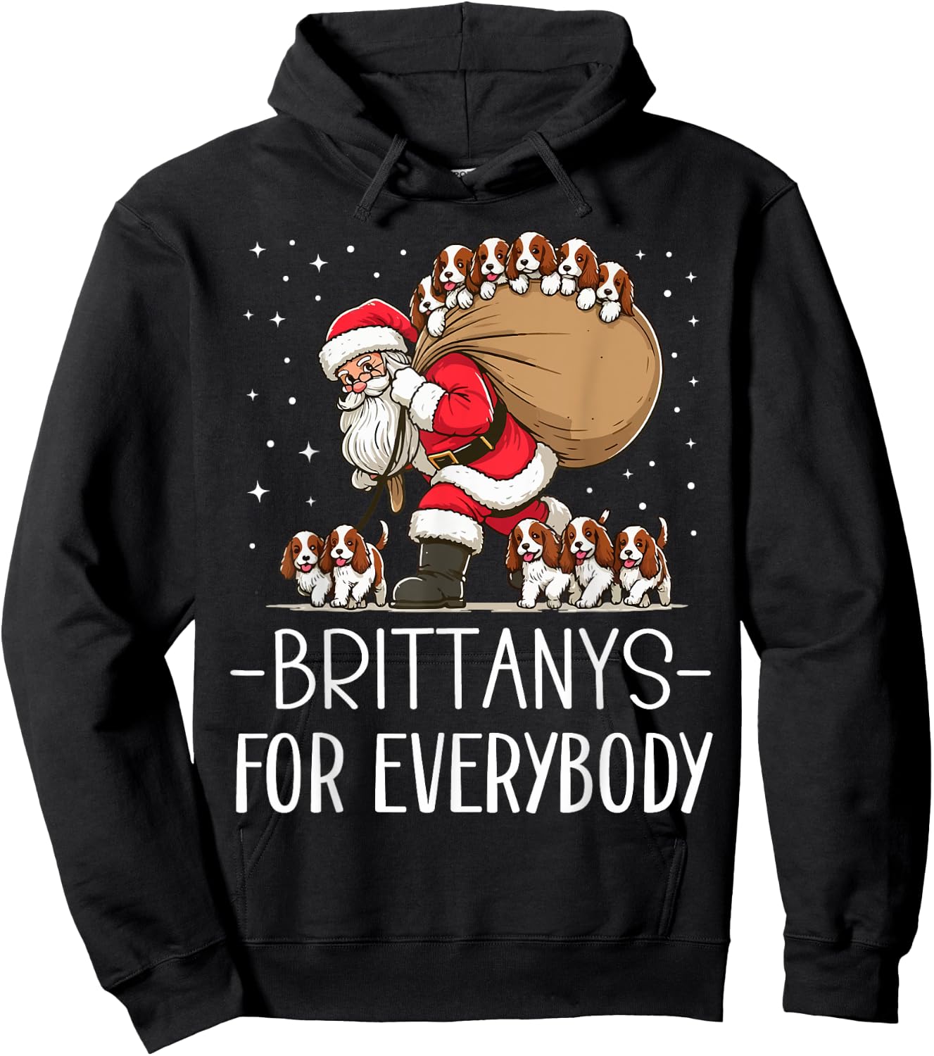 Brittany Spaniel Mom Dad Funny Brittany Dog Christmas Xmas Men Women Kids Hoodie - Hoodie | Black