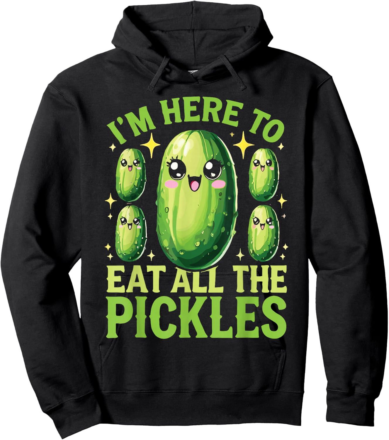 I'm Here To Eat All The Pickles Hoodie - Hoodie | Black