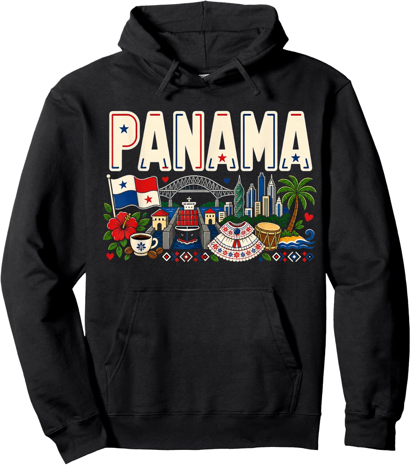 Panama Pride Latino Heritage Country Design Hoodie - Hoodie | Black