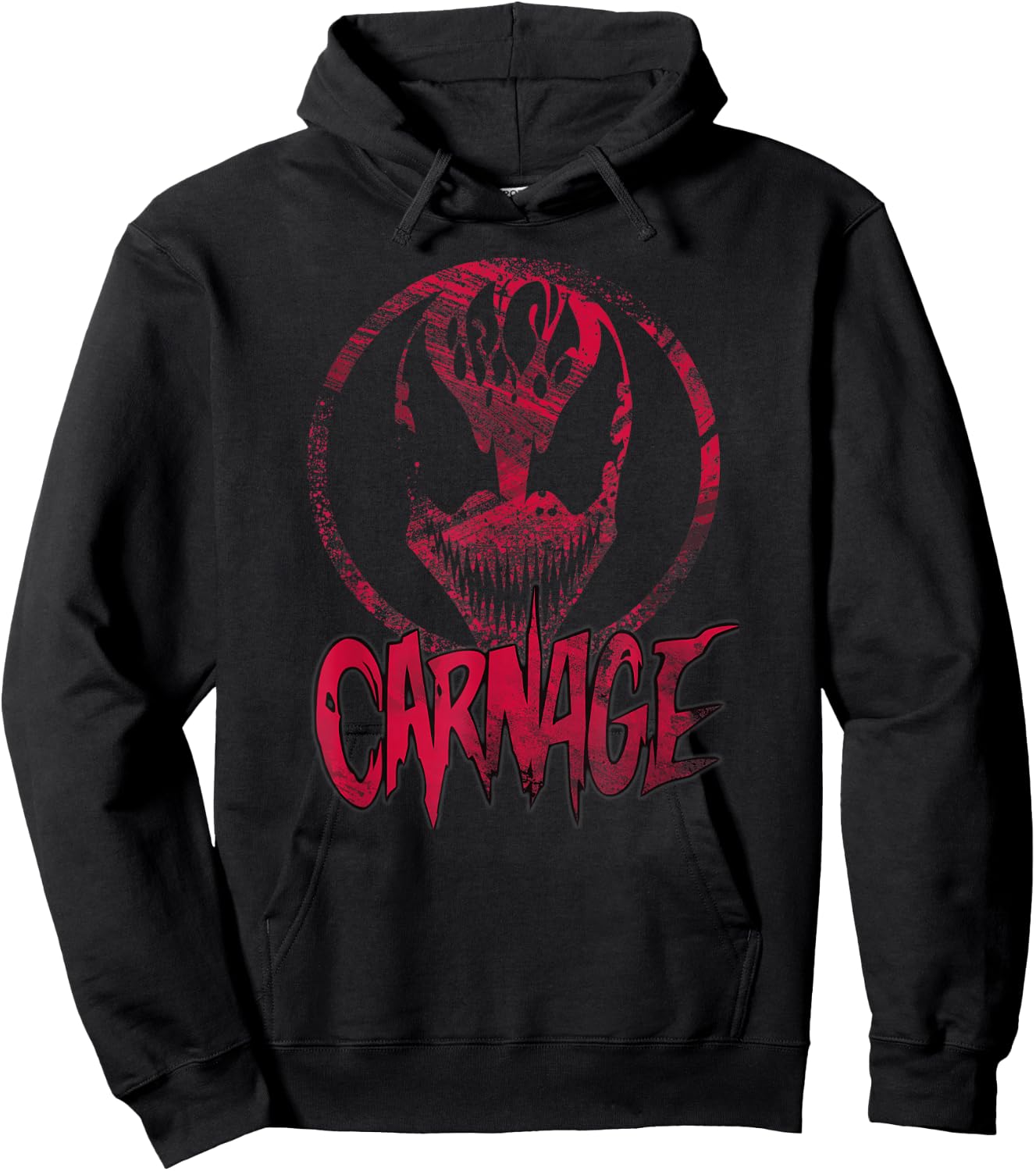 Carnage Single Coated Red Painted Face Logo Graphic Hoodie - Hoodie | Black