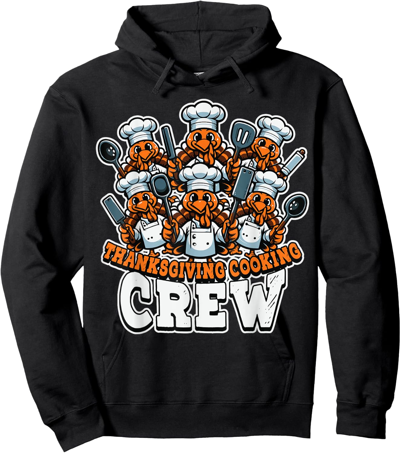 Thanksgiving Cooking Crew Funny Turkey Chefs Fall Family Hoodie - Hoodie | Black
