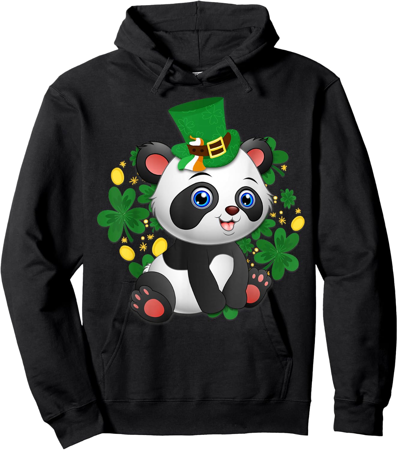 St Patricks Day Panda T Shirt Cute Bear Lover Gift Hoodie - Hoodie | Black
