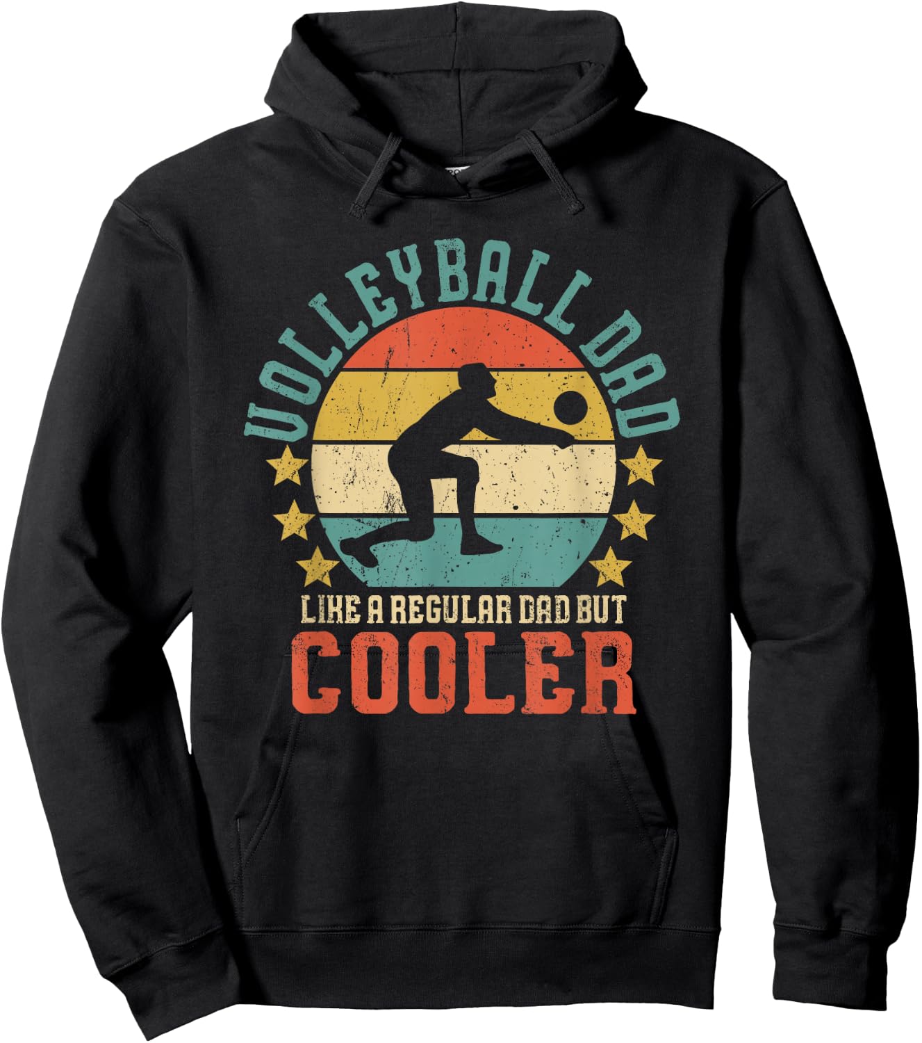 Volleyball Dad Vintage Volleyball Player Father's Day Gift Hoodie - Hoodie | Black