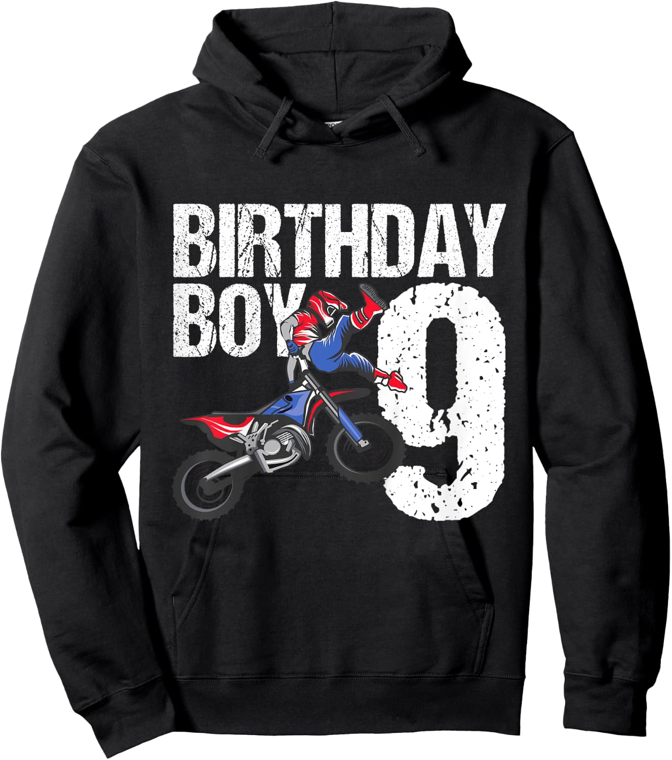 9 Year Old Dirt Bike Birthday Party Motocross MX 9th Gift Hoodie - Hoodie | Black