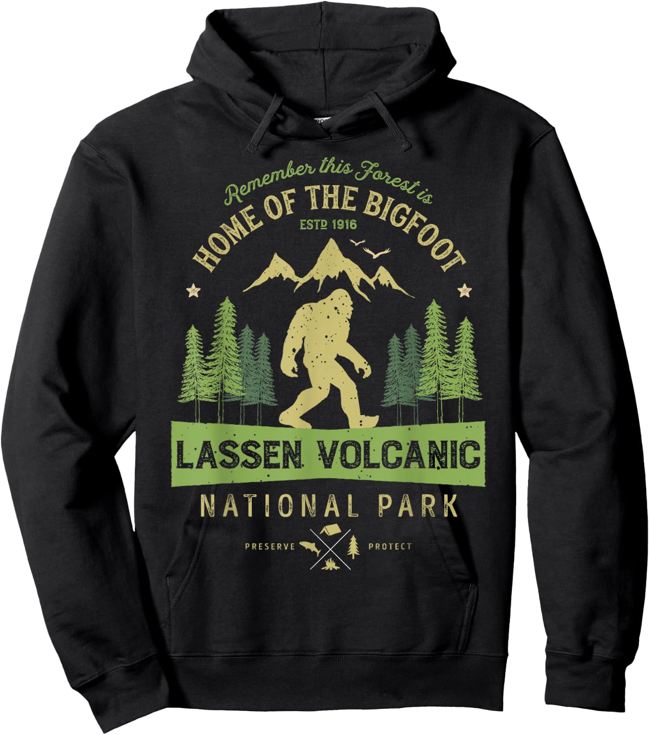 Lassen Volcanic National Park T shirt California Bigfoot Hoodie - Hoodie | Black