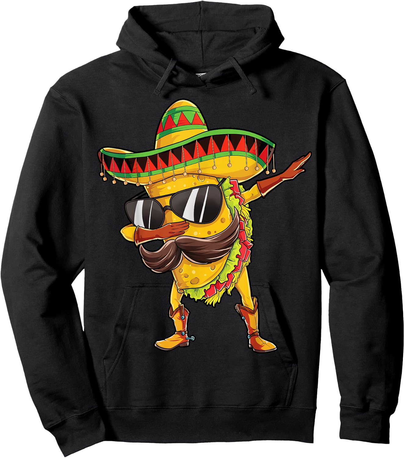 Dabbing Taco Cinco de Mayo Boys Men Mexican Food Sombrero Hoodie - Hoodie | Black