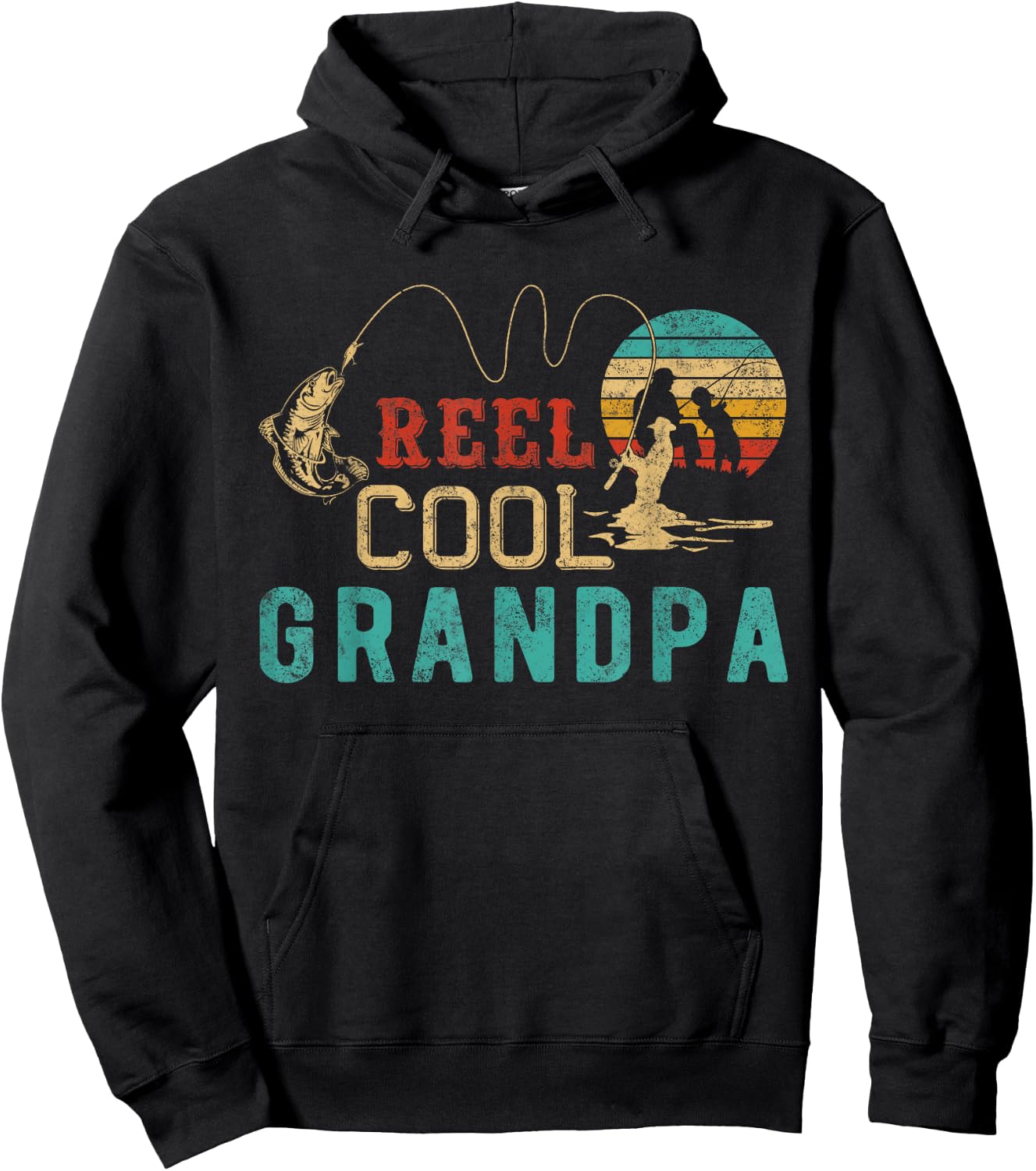 Grandpa shirt Vintage Reel cool Grandpa Fish fishing Hoodie - Hoodie | Black