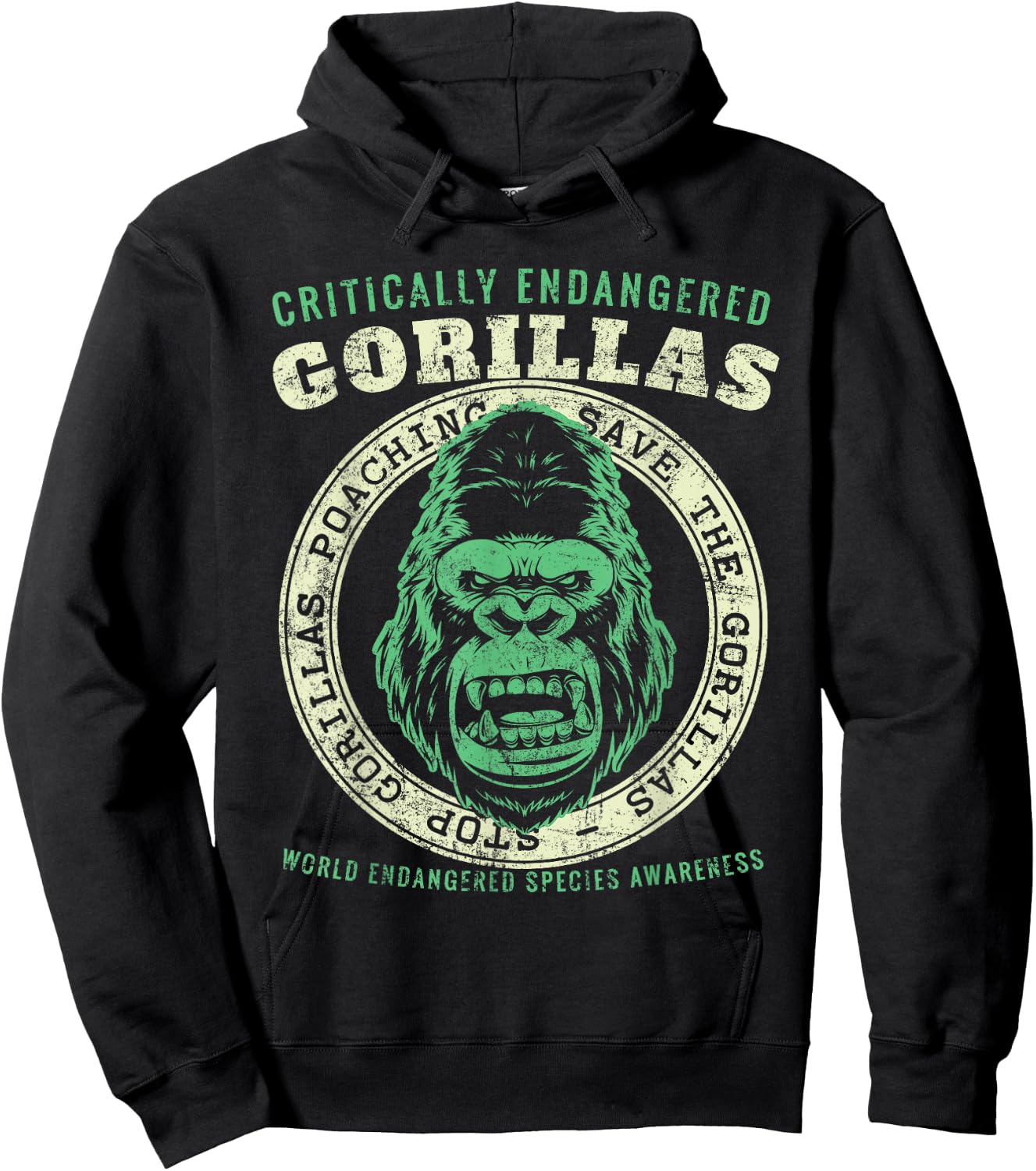 Save The Gorillas Vintage Hoodie - Hoodie | Black