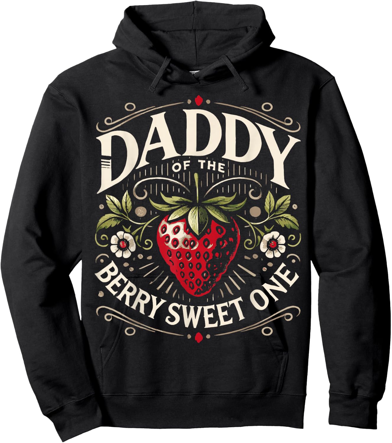Daddy of the Berry Sweet One Strawberry Birthday Party Dad Hoodie - Hoodie | Black
