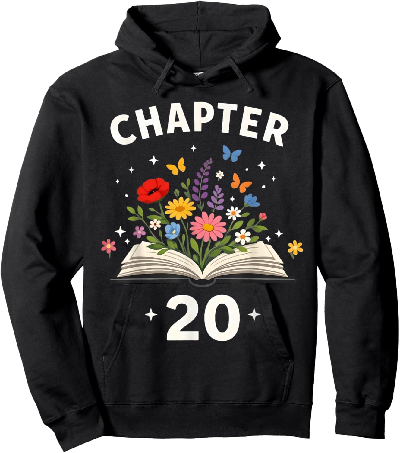Chapter 20 Years Old 20th Birthday Celebration Floral Book Hoodie - Hoodie | Black