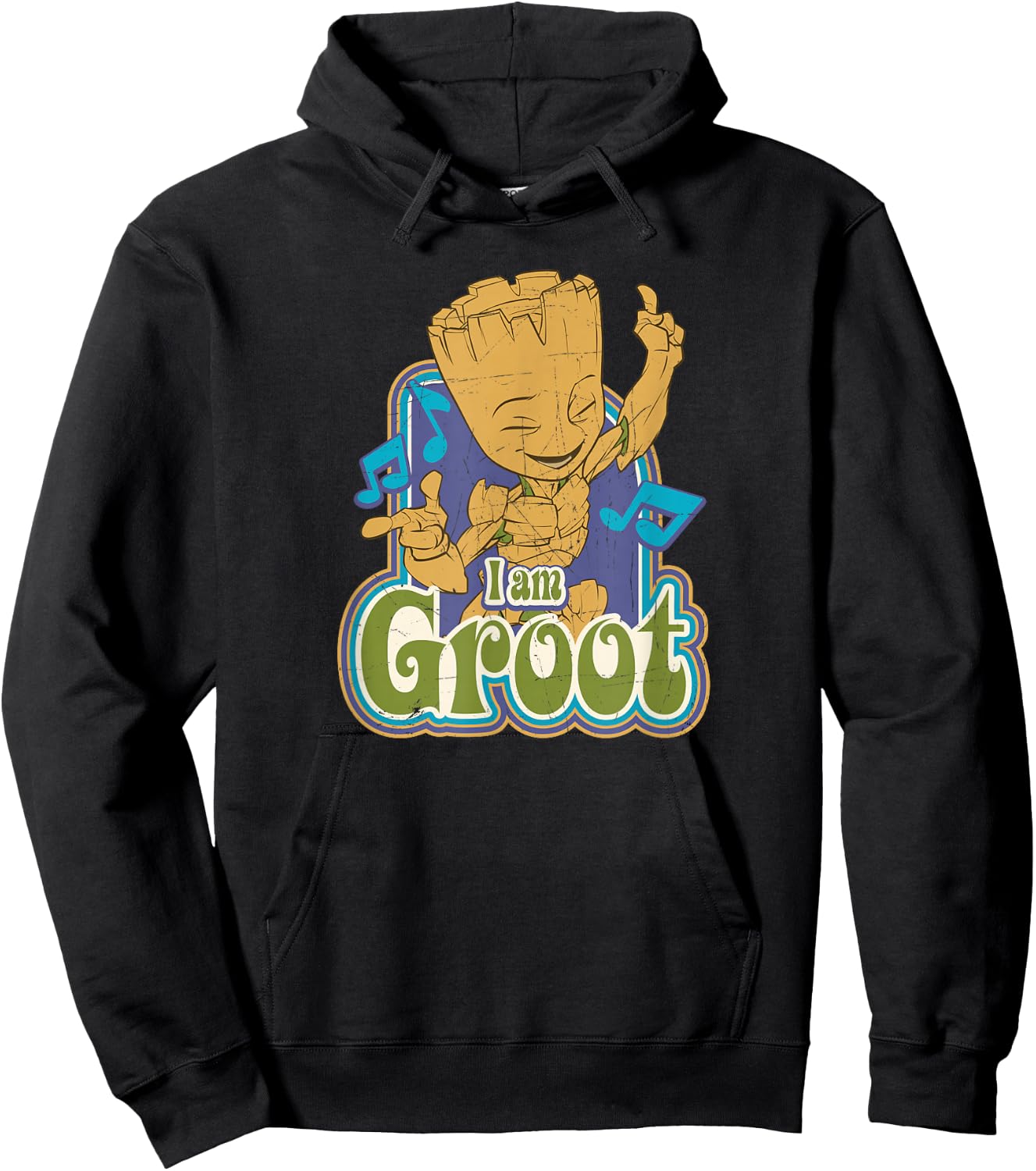 Marvel Guardians of the Galaxy I am Groot Vintage Music Hoodie - Hoodie | Black