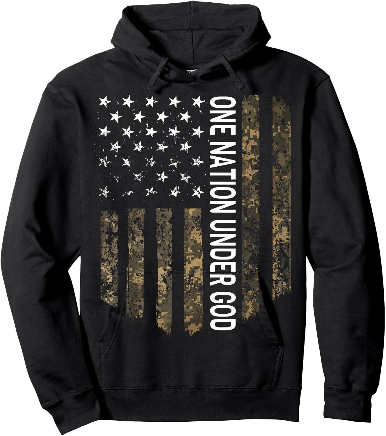 Patriotic American Flag Camo One Nation Under God USA Gift Women Men Hoodie - Hoodie | Black