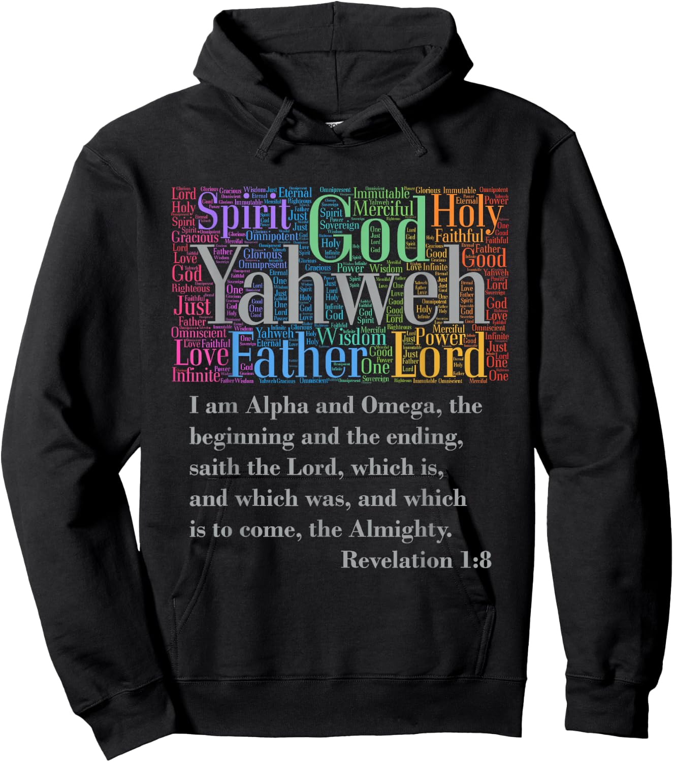 Yahweh Attributes of God I AM Alpha & Omega Rev. 1:8 Hoodie - Hoodie | Black