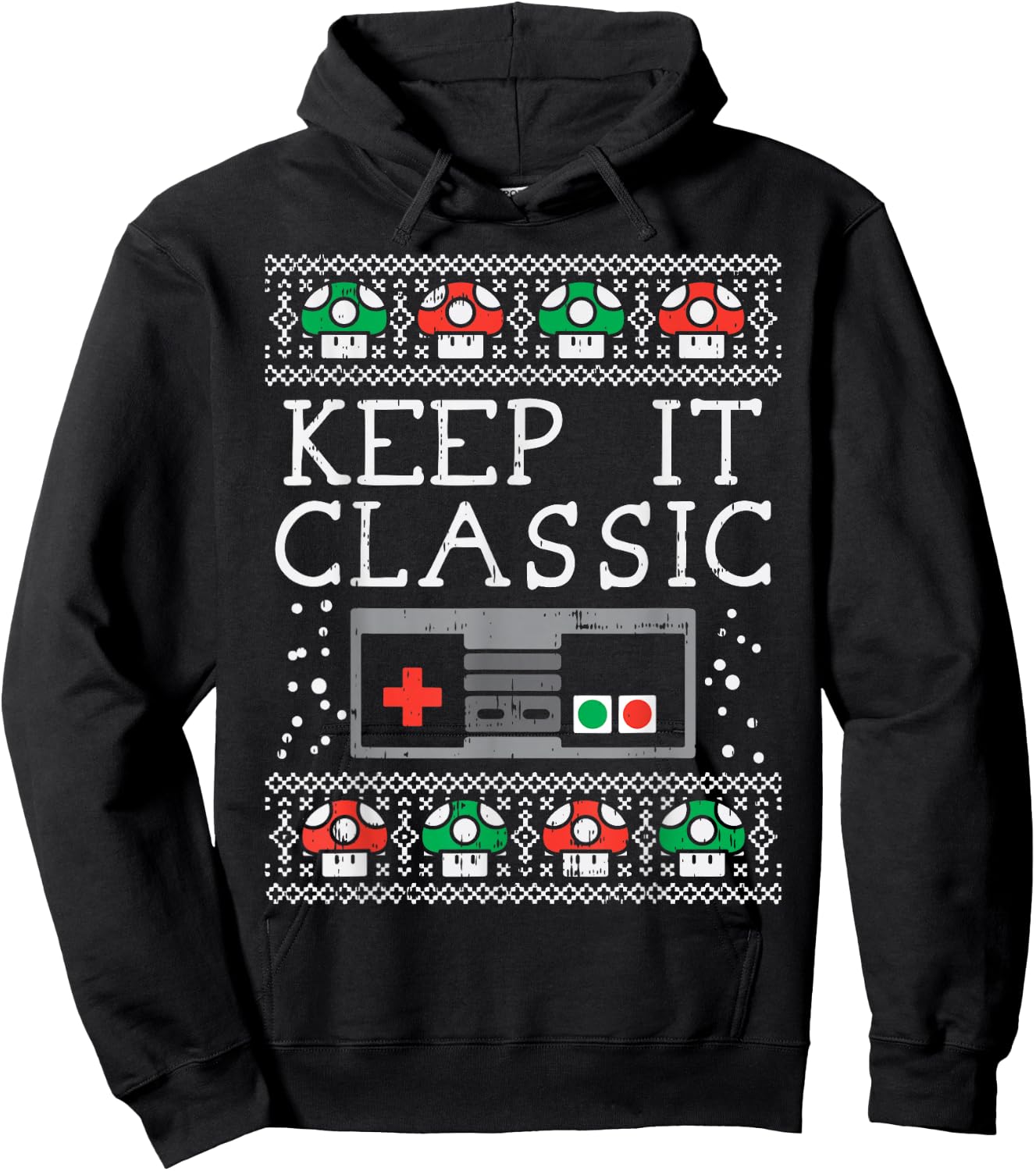 Keep It Classic Video Game Retro Ugly Christmas Gamer PJ Hoodie - Hoodie | Black