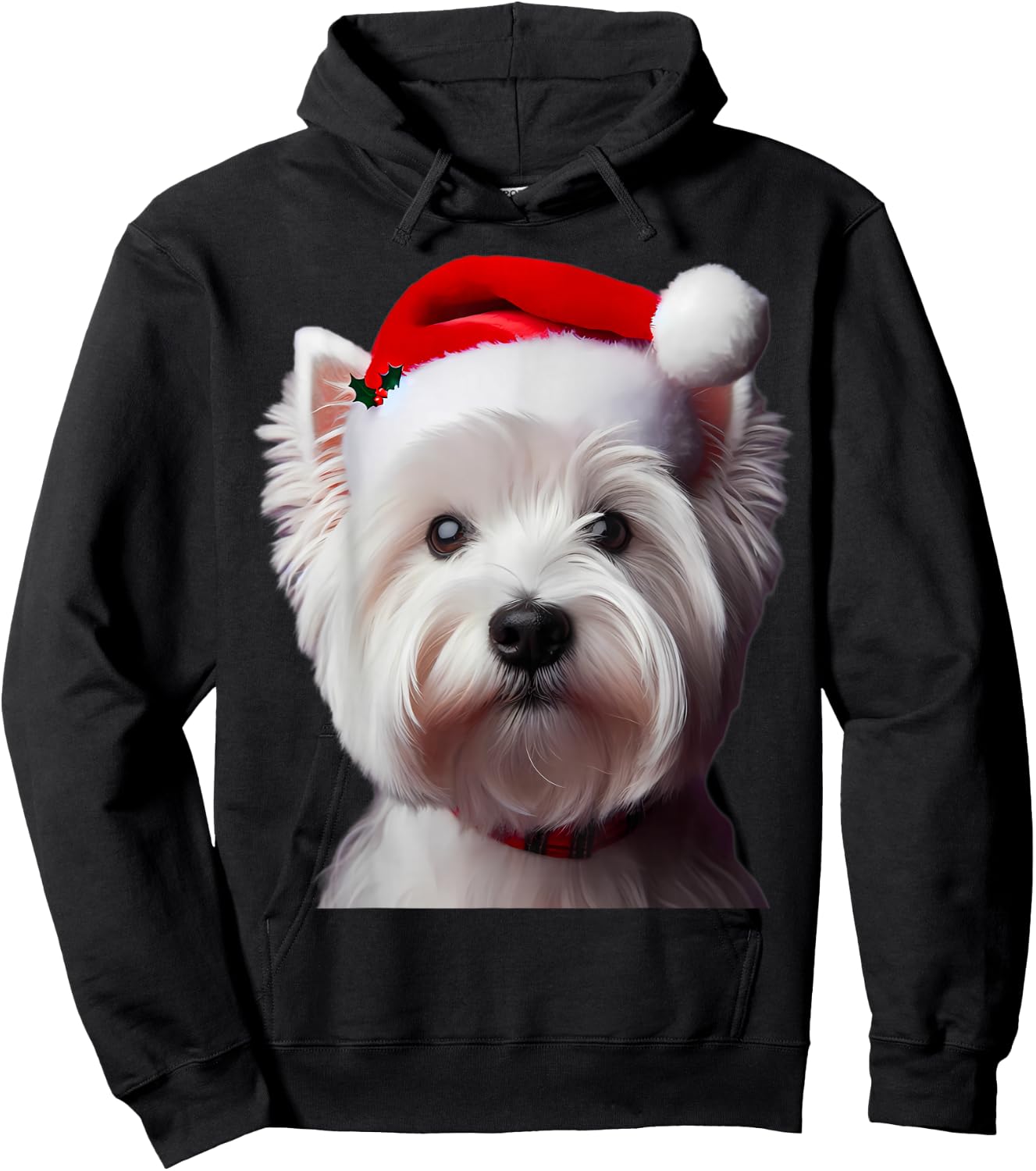West Highland White Terrier With Santa Hat Christmas Dog Mom Hoodie - Hoodie | Black