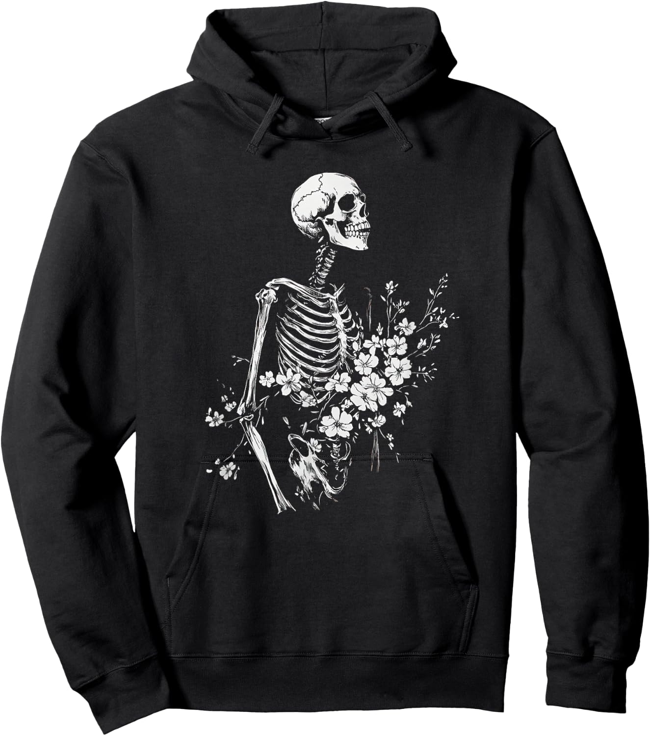 Floral Skeleton Gothic Occult Witchy Dark Creepy Design Hoodie - Hoodie | Black