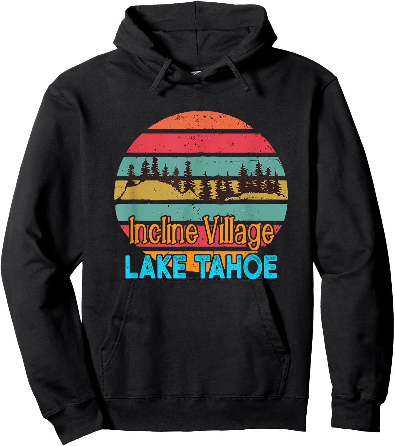 Lake Tahoe Incline Village Retro Sunset Hoodie - Hoodie | Black