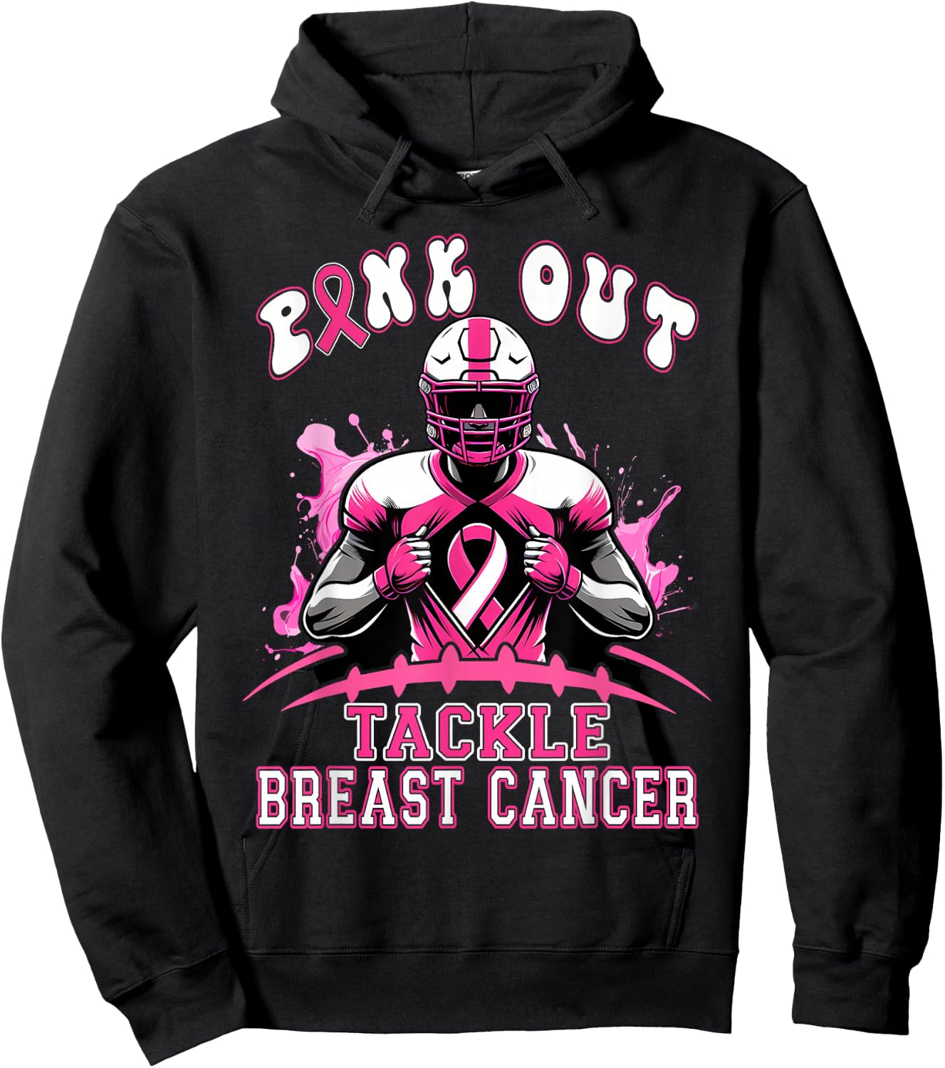 Pink Out Tackle Breast Cancer Awareness American Football Hoodie - Hoodie | Black