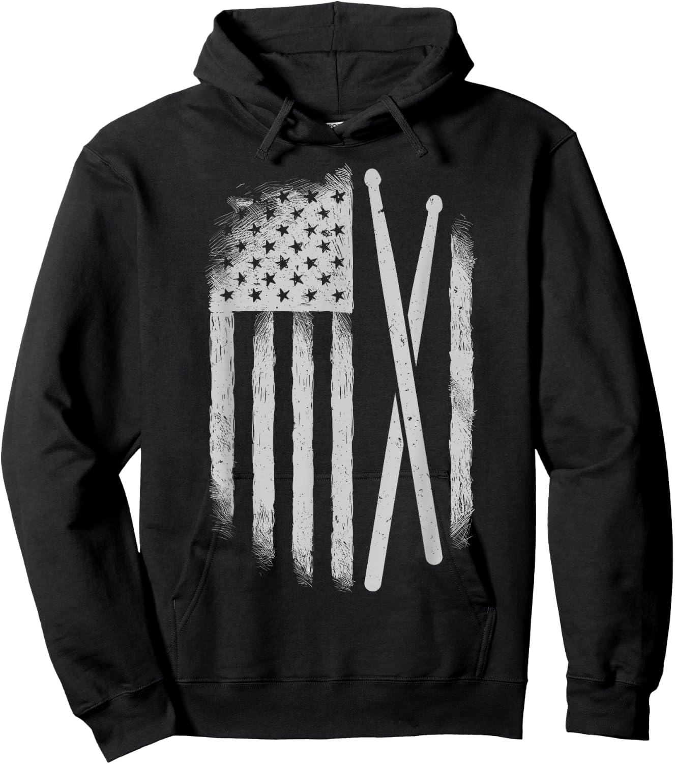 American Flag Drumsticks USA Drummers Vintage Drum Sticks Hoodie - Hoodie | Black