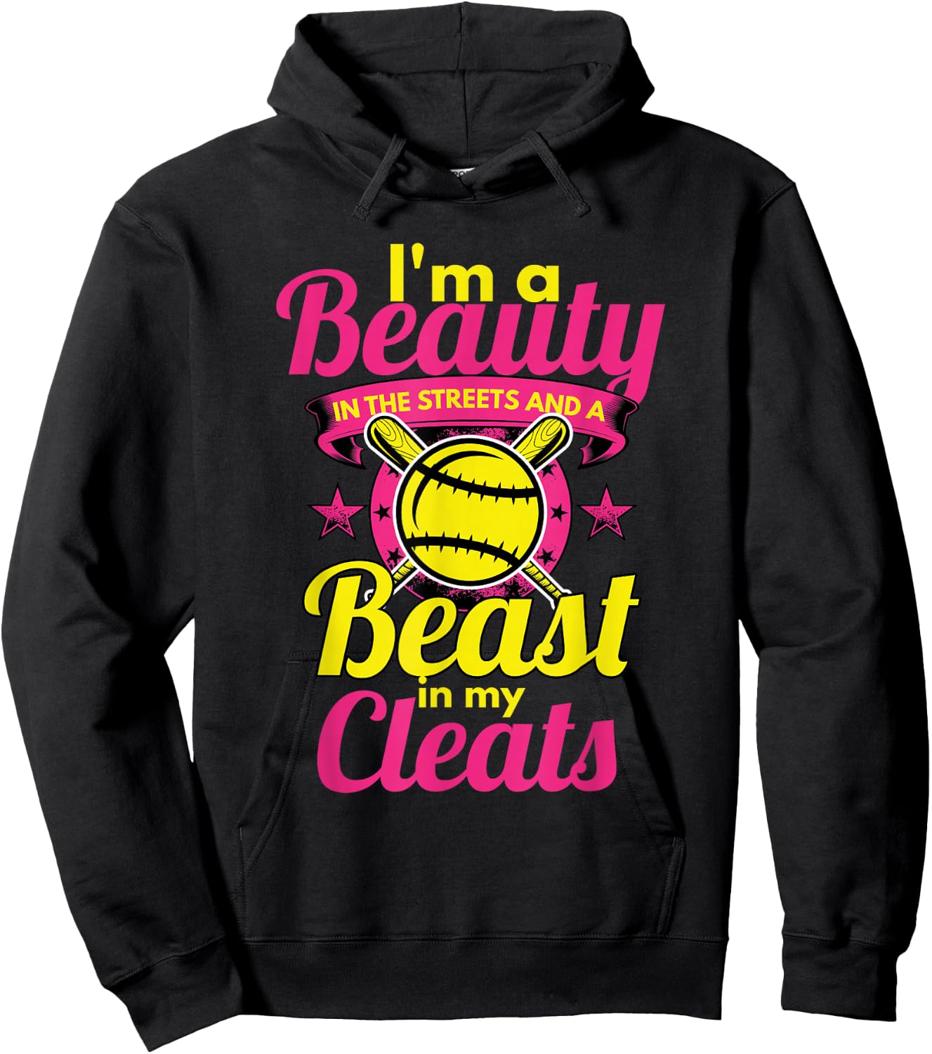 Beauty In The Streets Beast In My Cleats Girls Softball Hoodie - Hoodie | Black