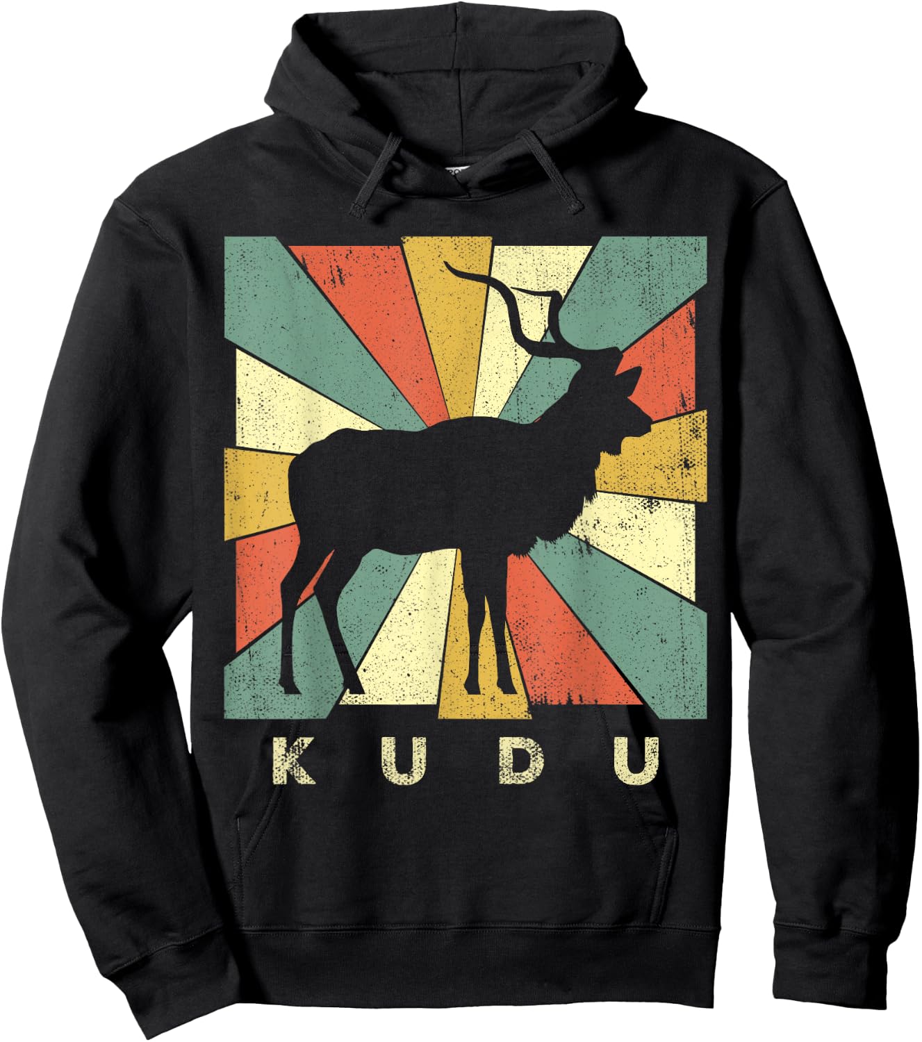Vintage Kudu Lover Retro Style Animal Hoodie - Hoodie | Black