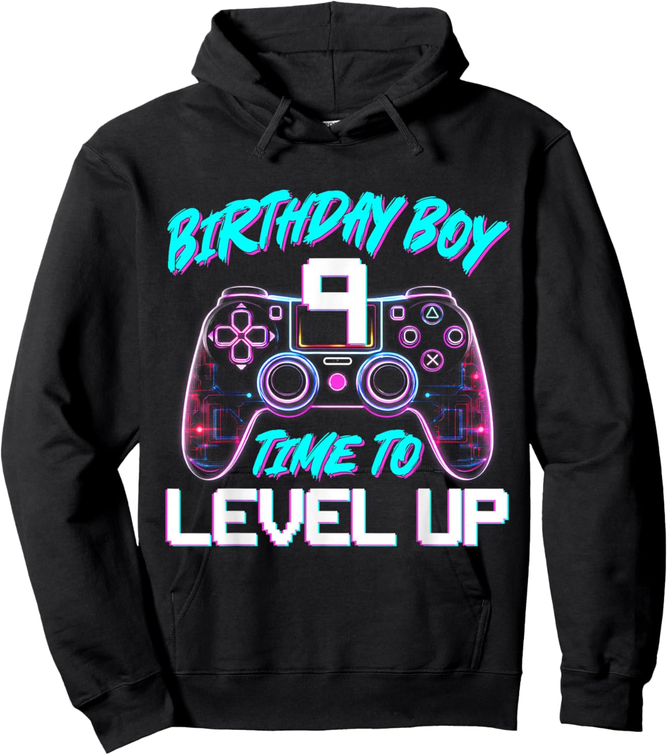 Birthday Boy Level Up 9 Gamer 9th Birthday Video Game Hoodie - Hoodie | Black
