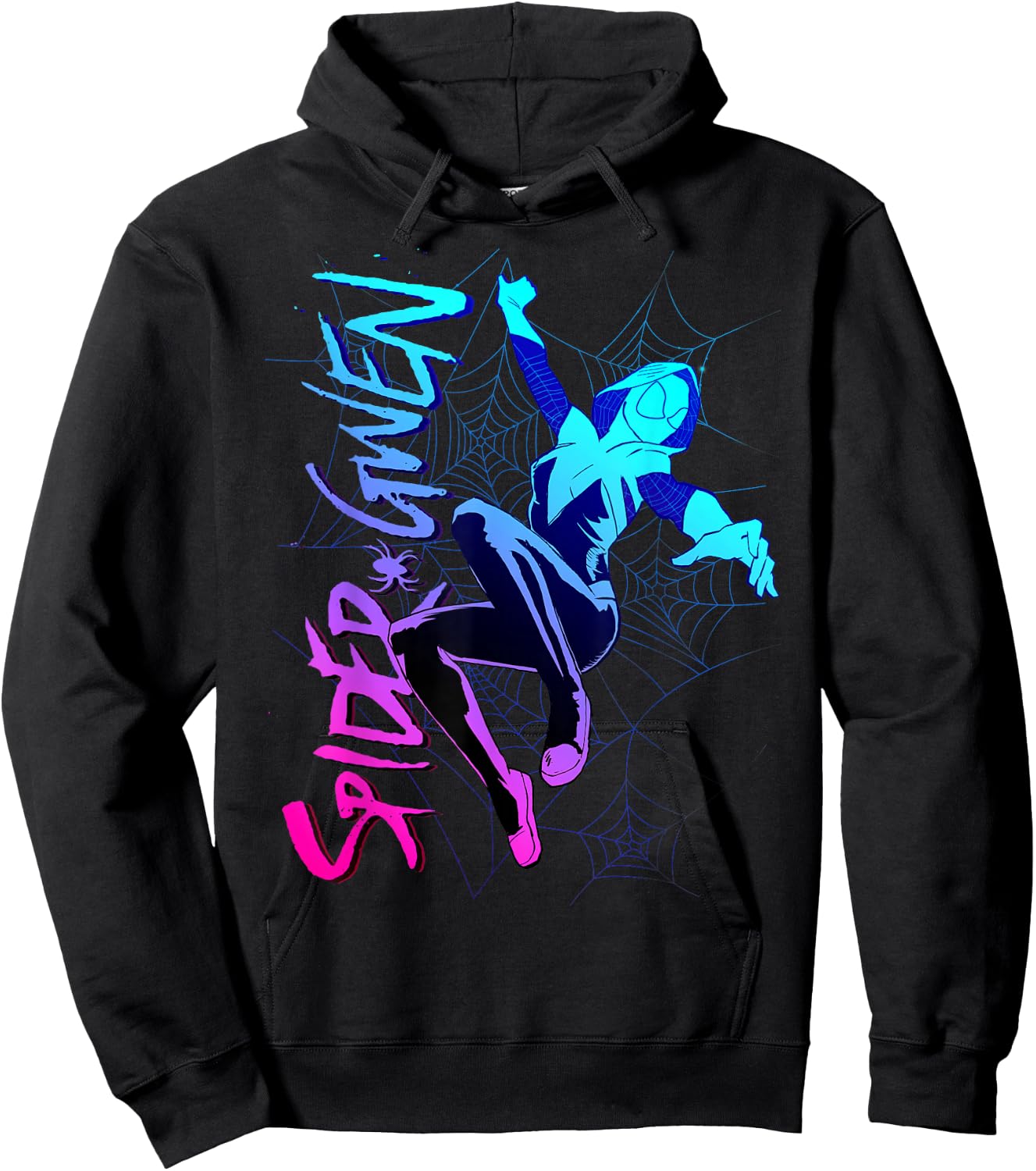 Marvel Spider-Gwen Neon Gradient Web Graphic Hoodie - Hoodie | Black