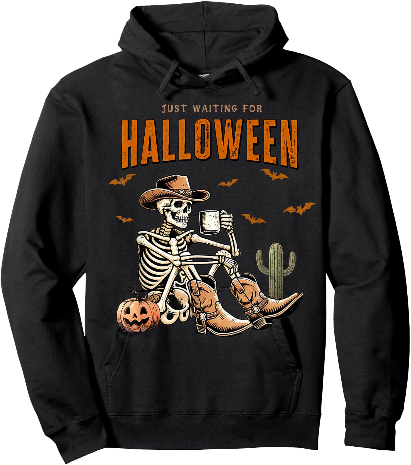 Skeleton spooky vibe summer funny just waiting for Halloween Hoodie - Hoodie | Black