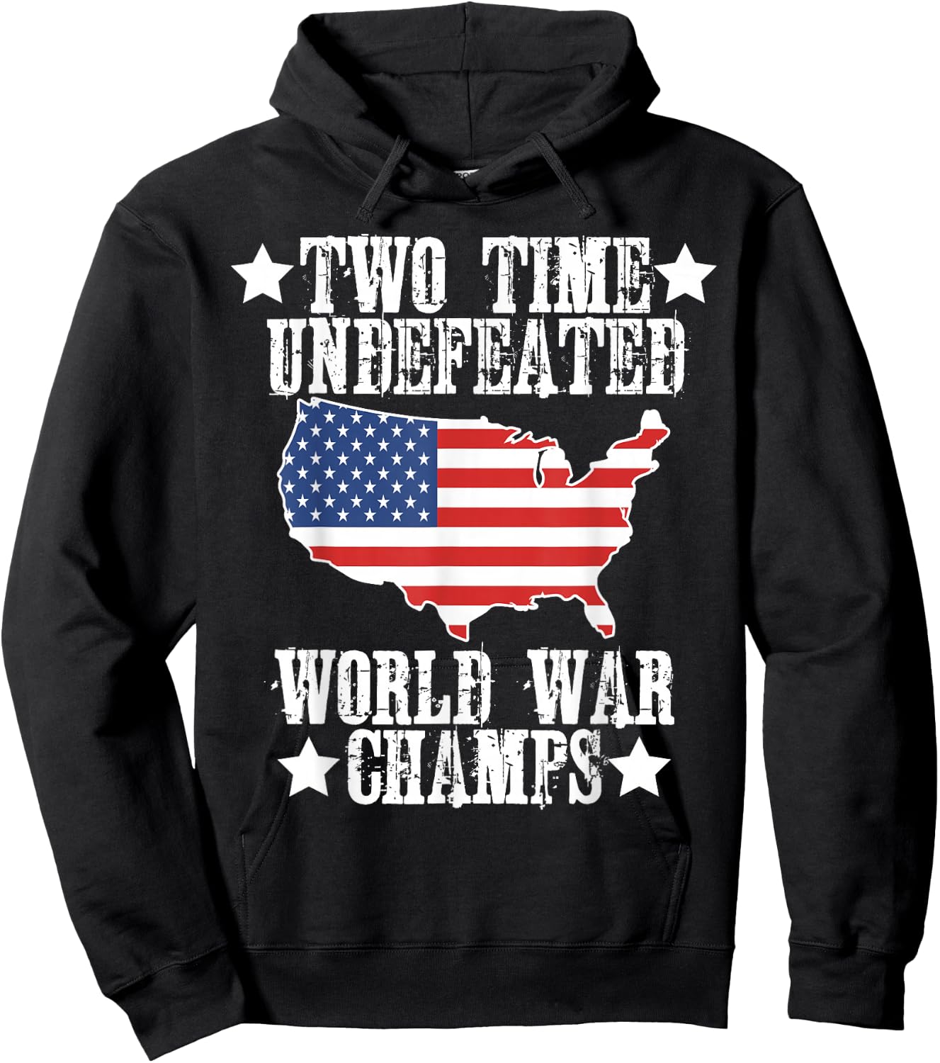 Undefeated Two 2 Time World War Champs Champions USA Hoodie - Hoodie | Black