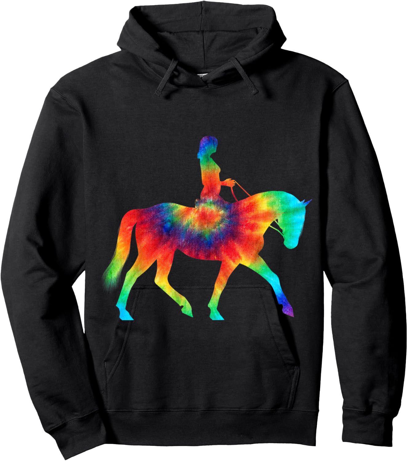 Tie Dye Horse Tie Dyed Polo Player Horseback Riding T Shirt Hoodie - Hoodie | Black