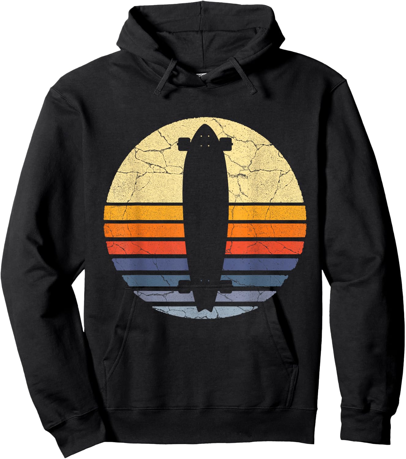 Distressed Longboard Longboarding Lovers & Longboarder Gift Hoodie - Hoodie | Black