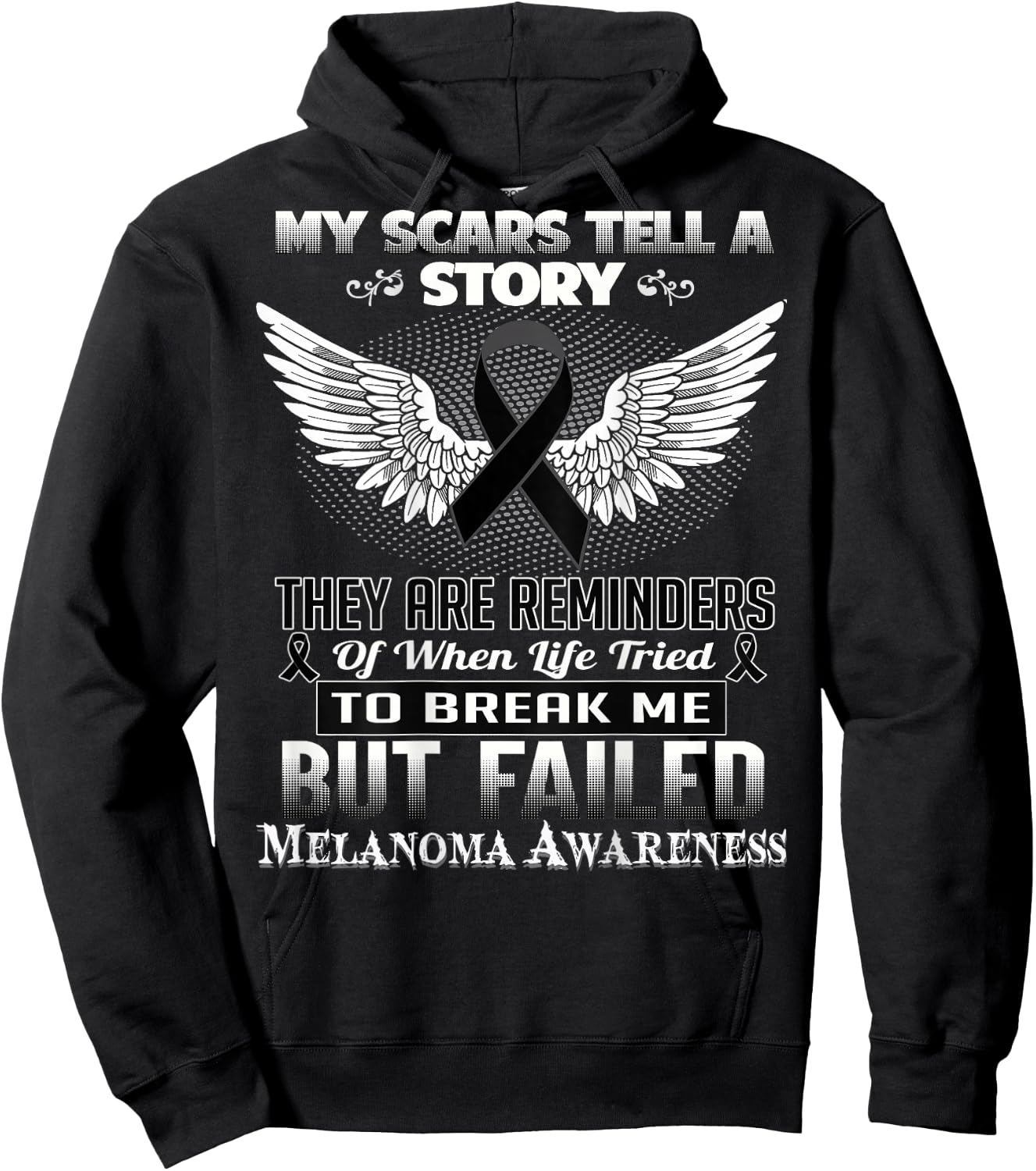 My scars tell a story. Melanoma Awareness Shirt Hoodie - Hoodie | Black