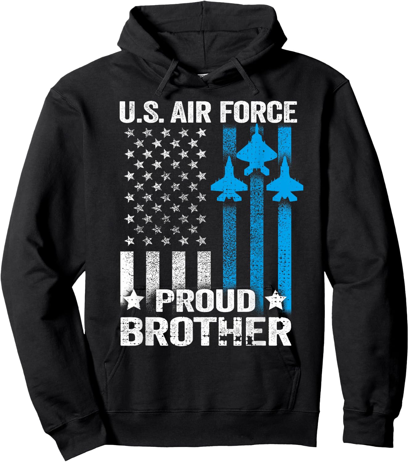 Vintage Proud Brother US Air Force T Shirt - USAF Hoodie - Hoodie | Black