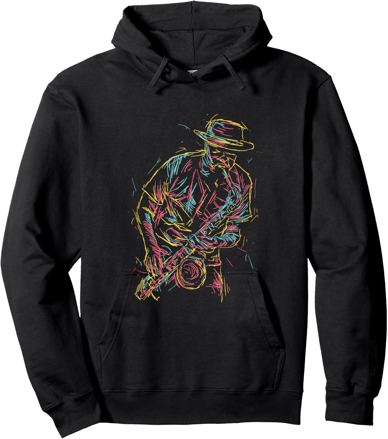 Jazz Saxophone Player Colourful Abstract Art Sax Musician Fan Hoodie - Hoodie | Black
