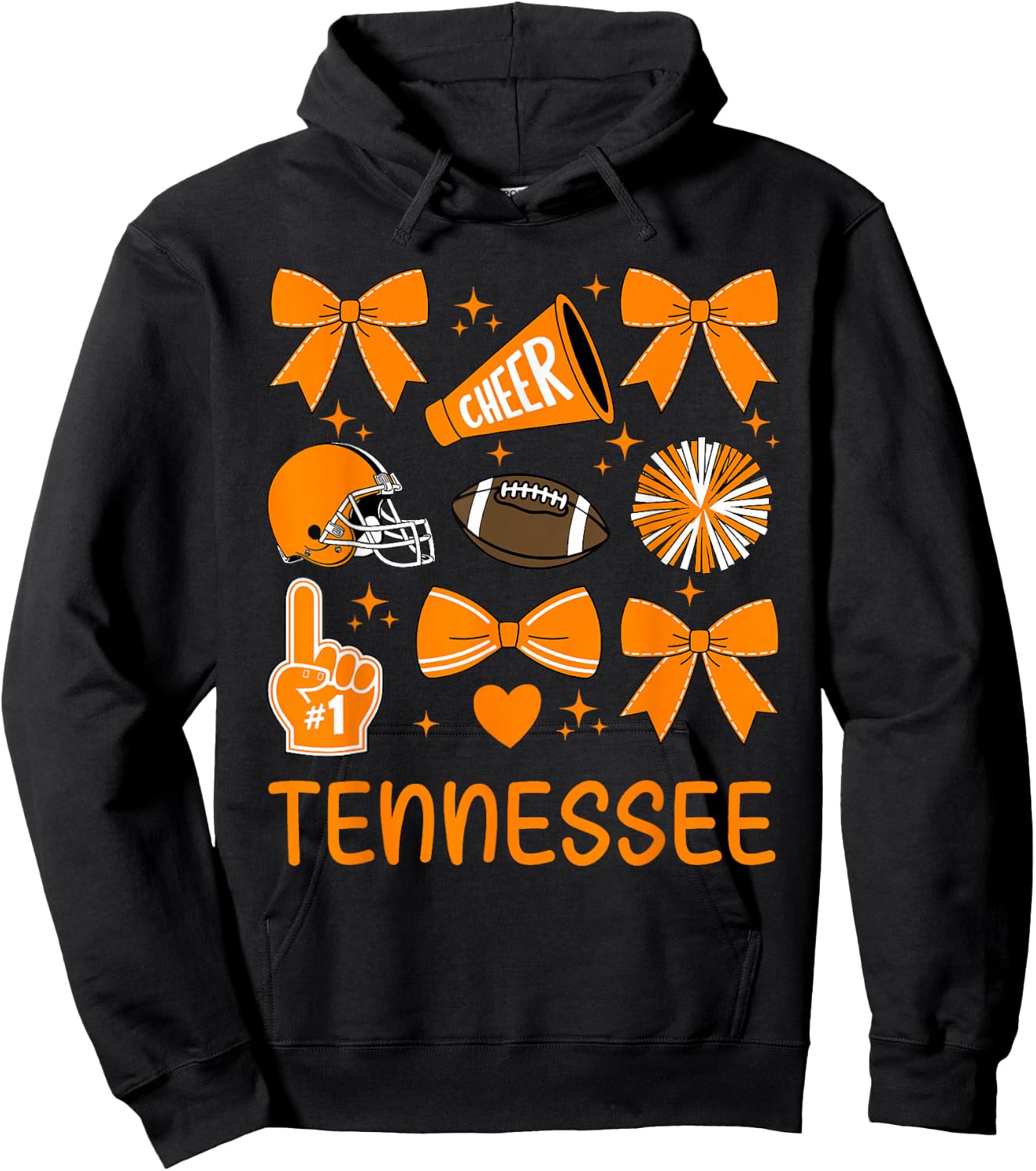 Tennessee Women Toddler Girls Kids Bow Orange For TN Lovers Hoodie - Hoodie | Black