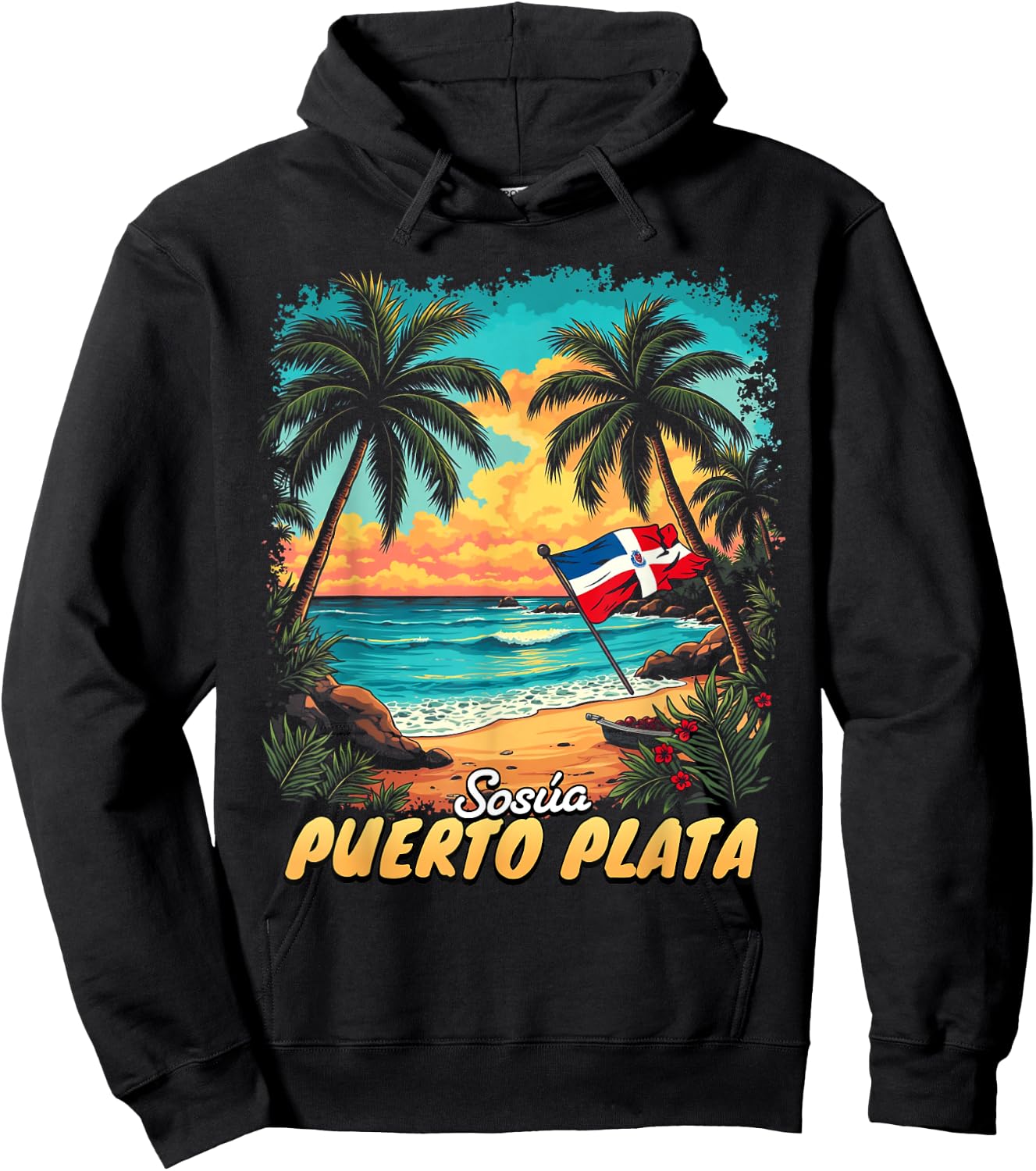 Sosua Vacation Dominican Republic Flag Beach Travel Hoodie - Hoodie | Black