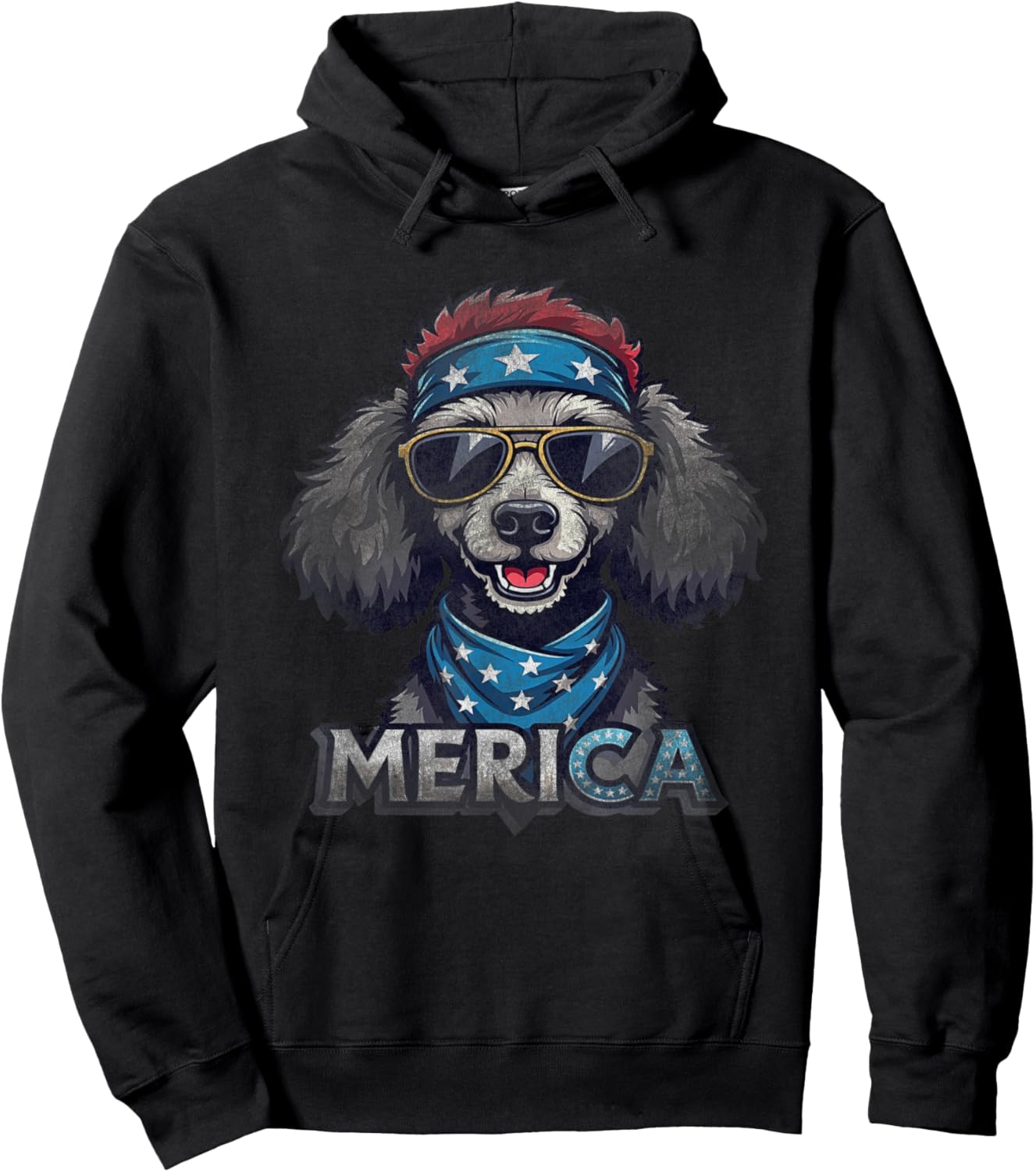 Vintage Poodle 4th of July Merica Hoodie - Hoodie | Black