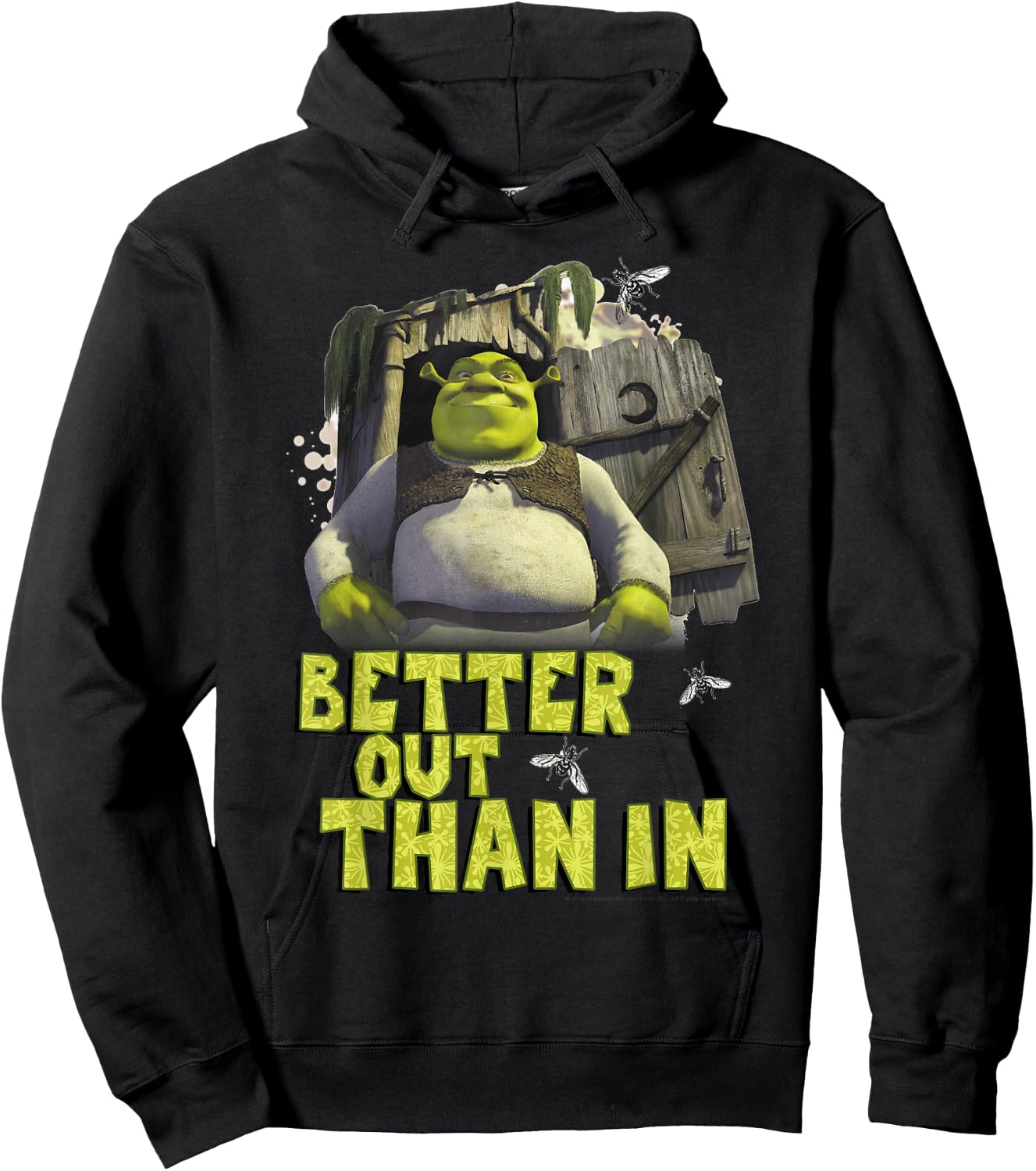 Shrek Outhouse Better Out Than in Quote Hoodie - Hoodie | Black