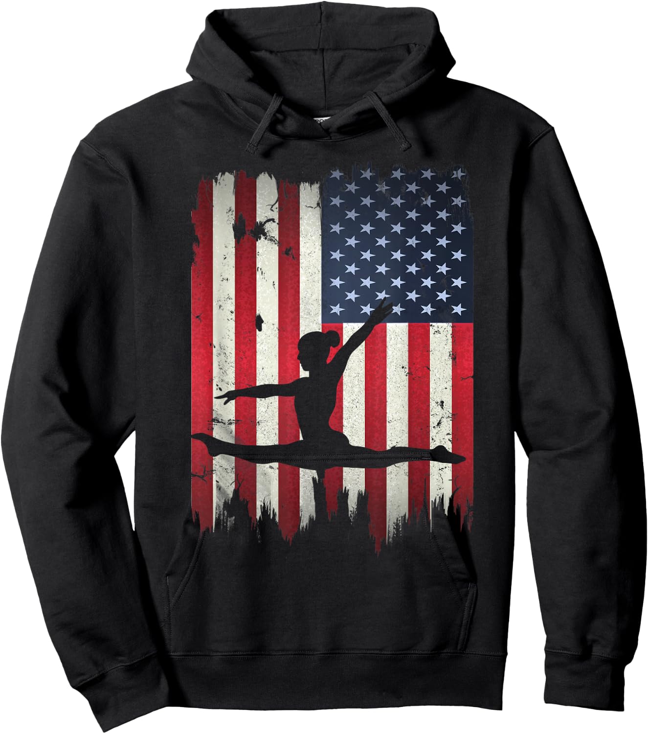 Gymnastics USA American Flag 4th of July Gymnast Patriotic Hoodie - Hoodie | Black