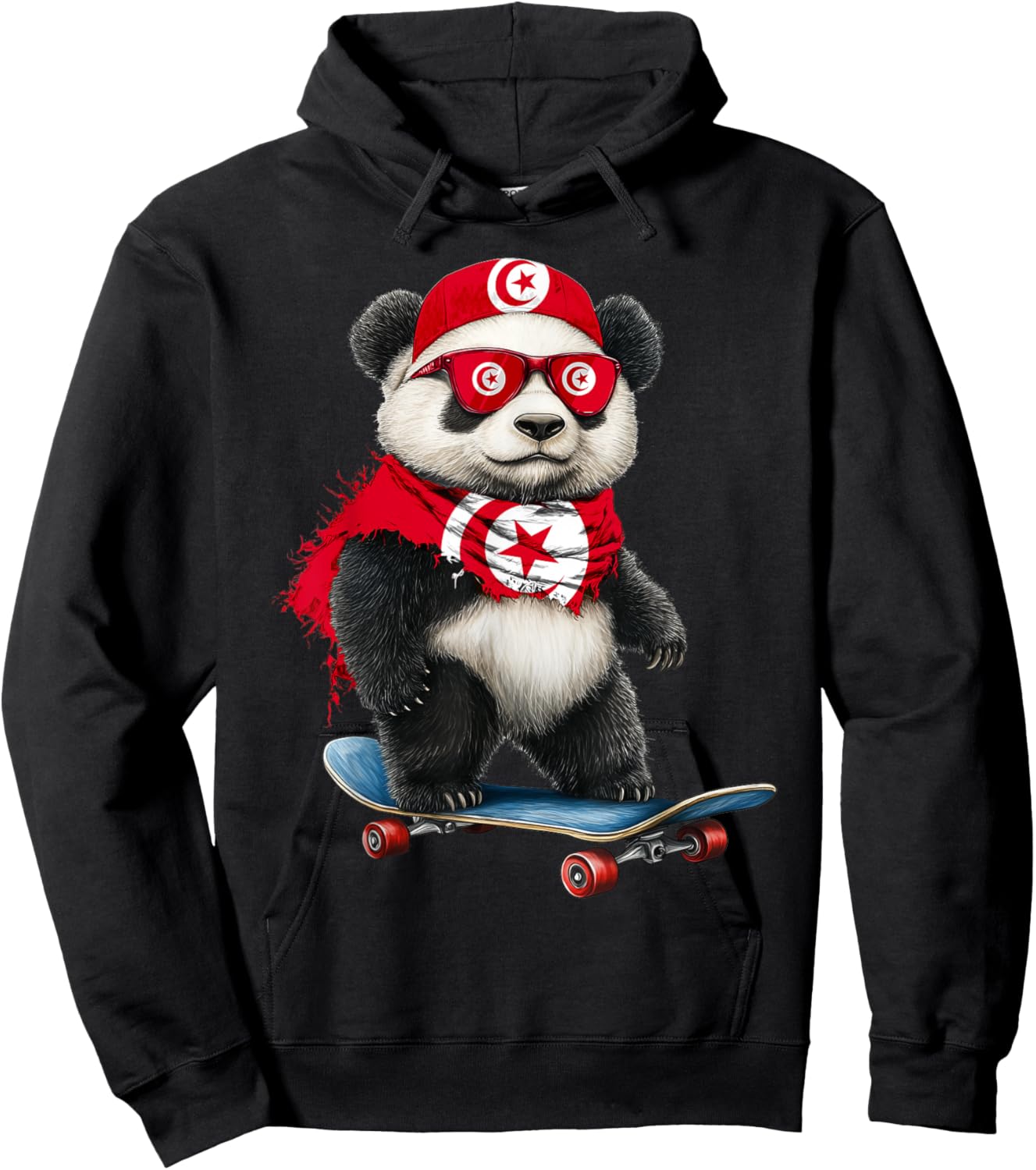Tunisian Flag American US Flags Panda Heritage Tunisia Hoodie - Hoodie | Black