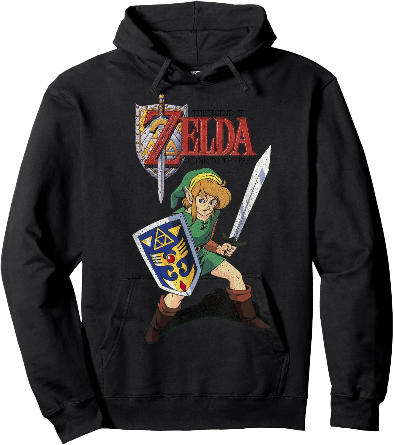 Legend of Zelda Grey Cartoon Art - , Classic Fit, Short Sleeve Hoodie - Hoodie | Black