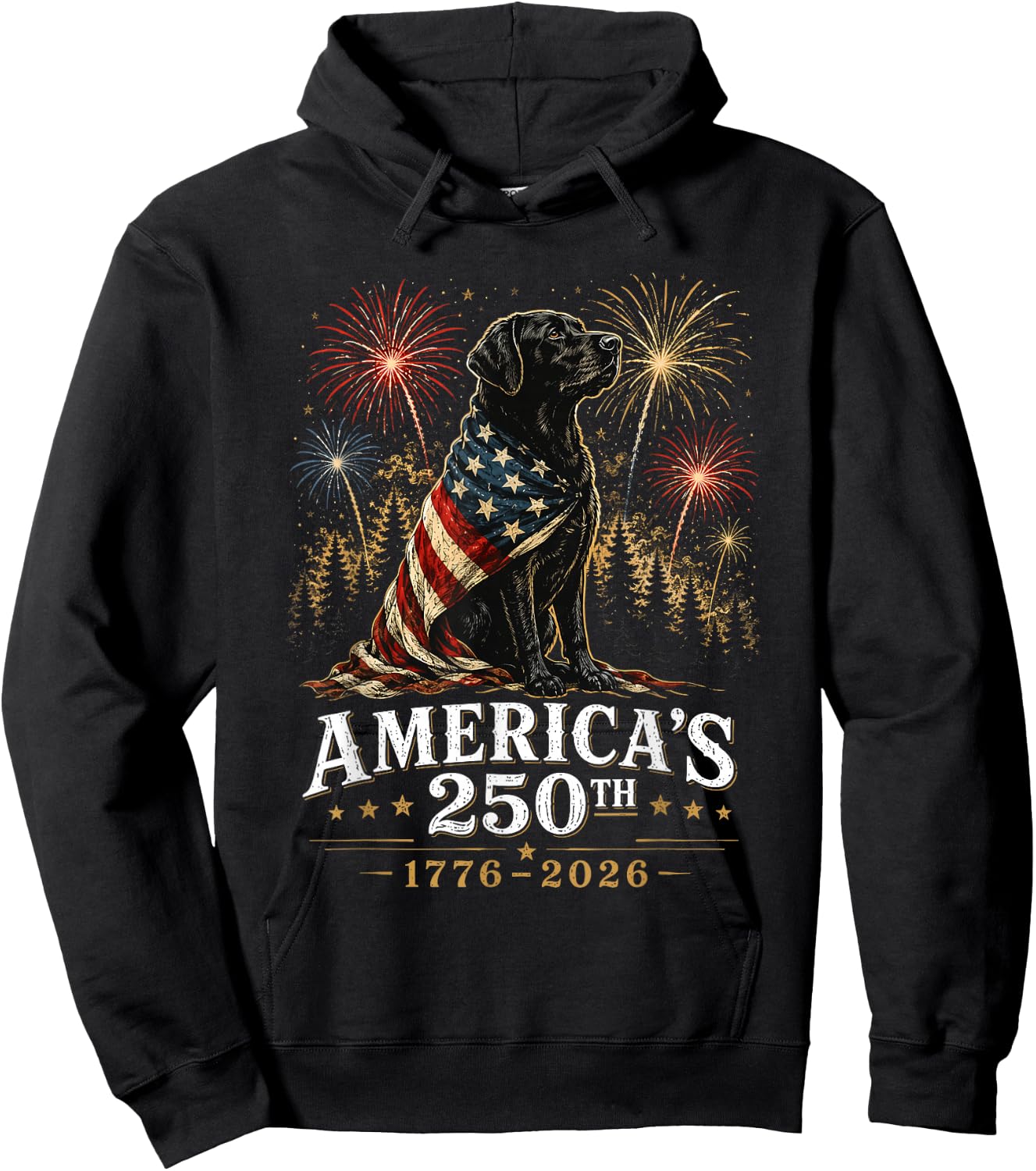 Labrador Retriever America's 250th Anniversary 1776 2026 Hoodie - Hoodie | Black