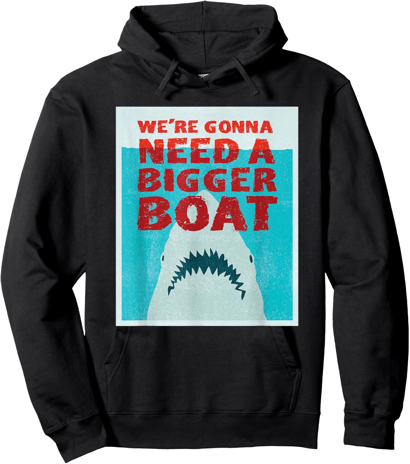 We're Going to Need a Bigger Boat - Illustrated Shark Shirt Hoodie - Hoodie | Black