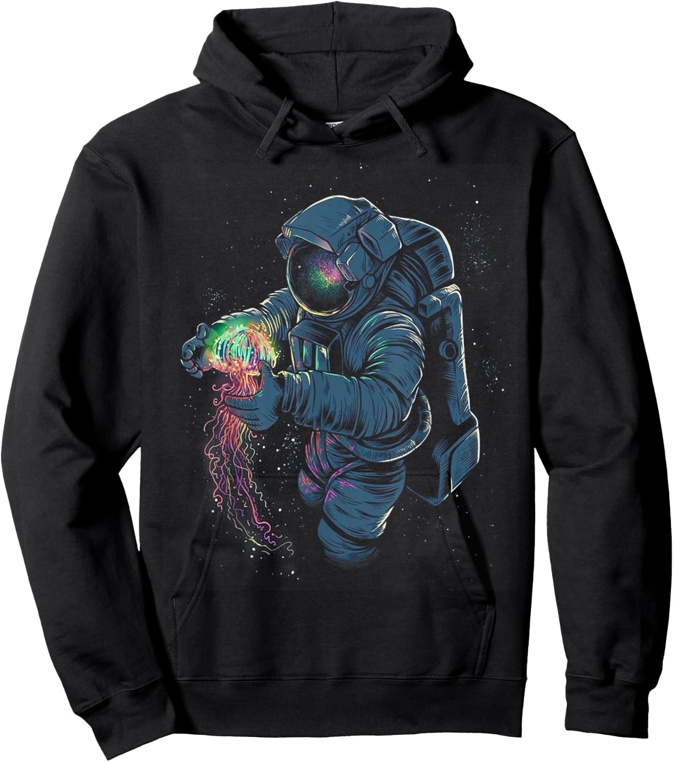 Space Rave T Shirt - Jelly Fish Rainbow Astronaut Friends Hoodie - Hoodie | Black