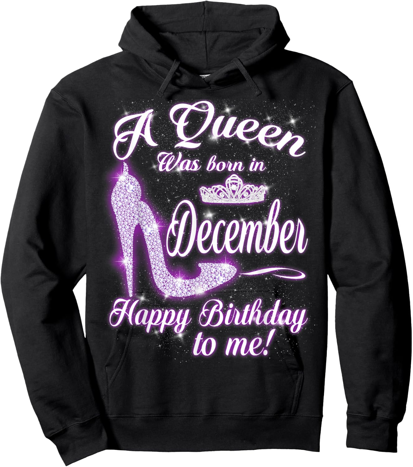 A queen Was Born In December Happy Birthday To Me Hoodie - Hoodie | Black