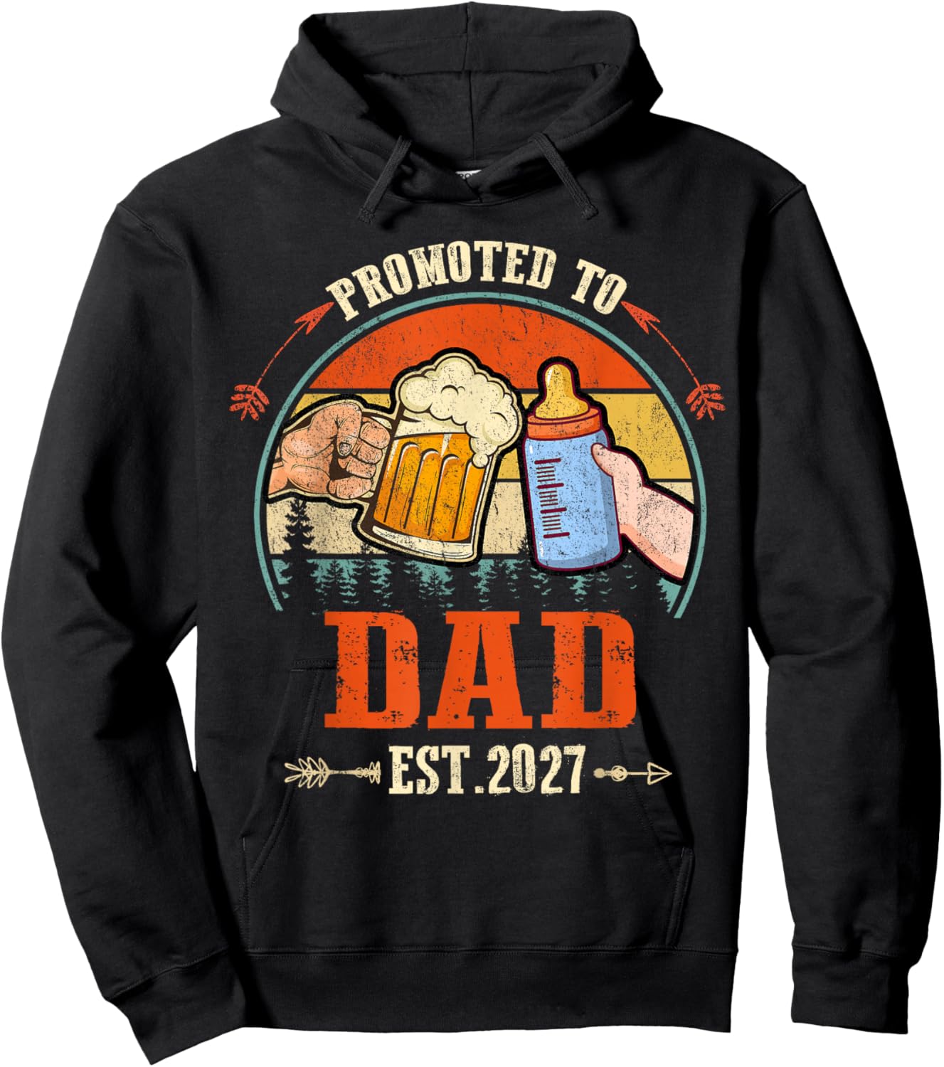Promoted to Dad 2027 Funny Shirt for new Dad Hoodie - Hoodie | Black