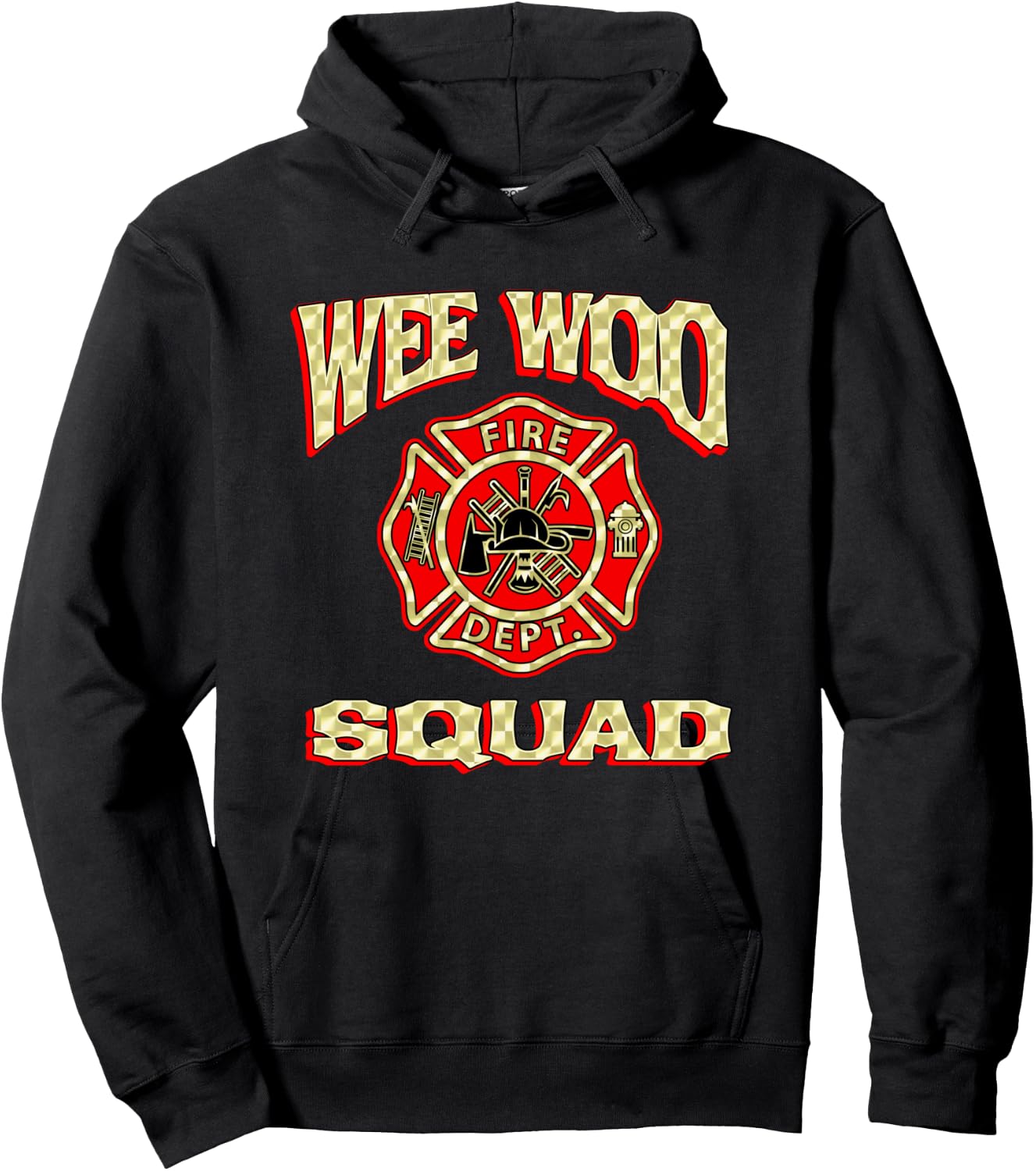 WEE WOO SQUAD Funny Firefighter Gift Fire Fighter Costume Hoodie - Hoodie | Black